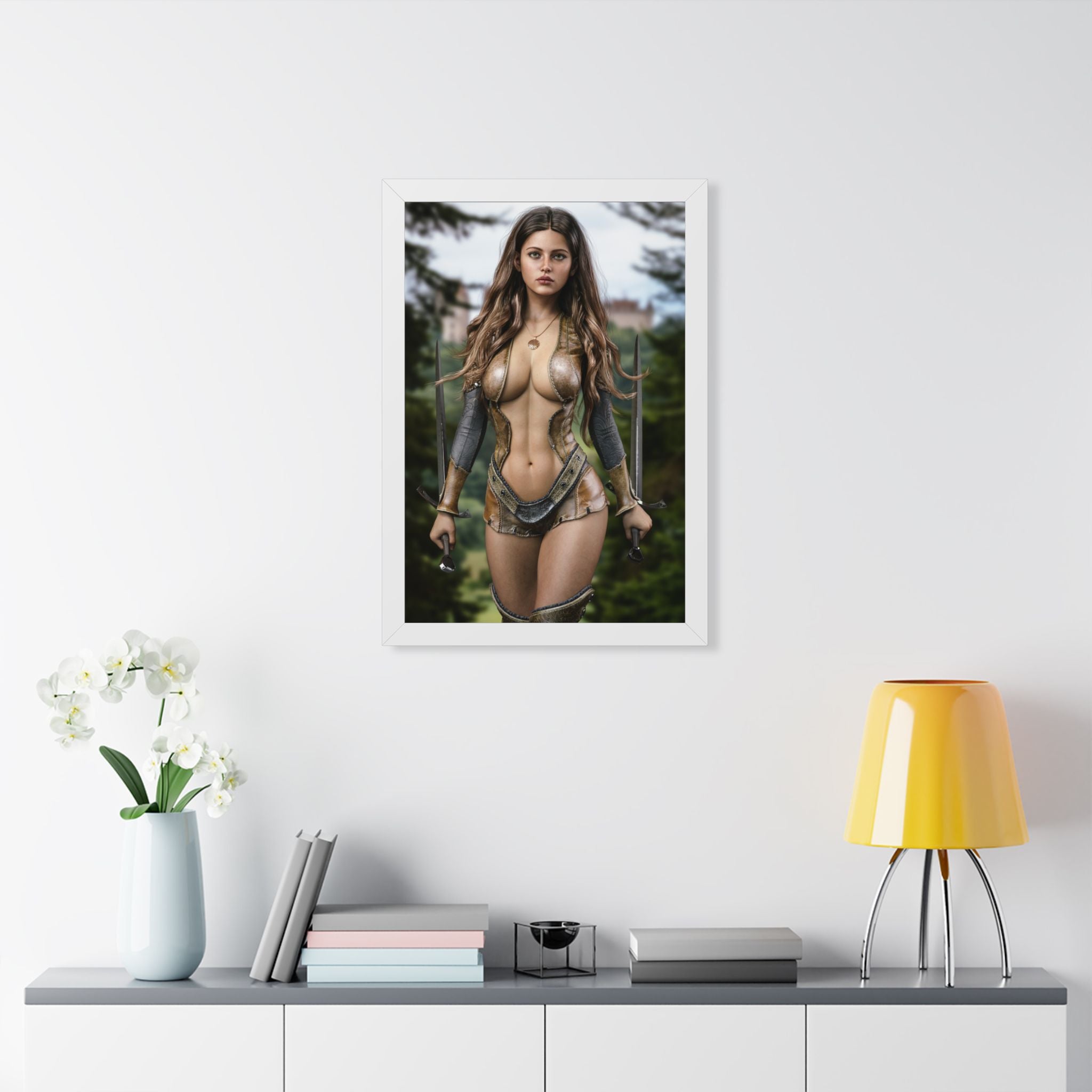 Framed Poster — Fantasy Warrior Woman Portrait