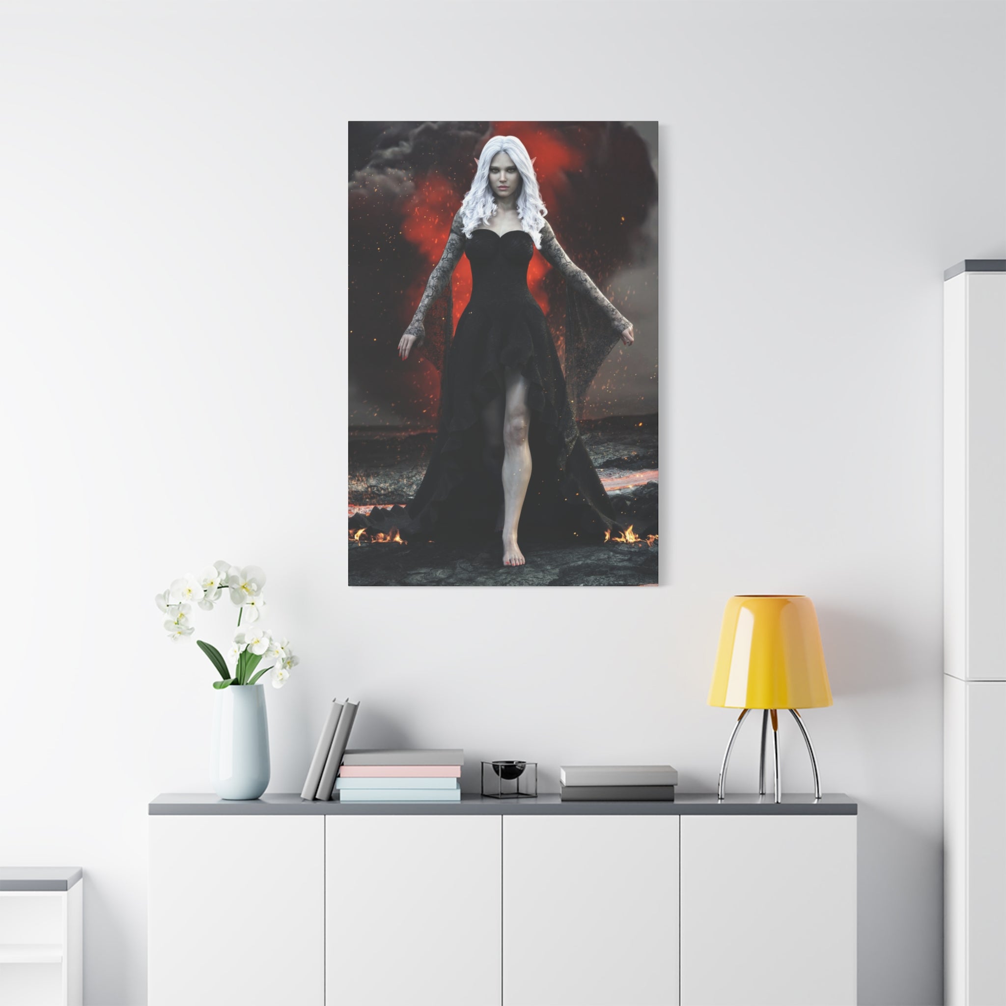 Dark Sorceress Canvas Print – Gothic Fantasy Wall Art- No AI- Human created illustration art