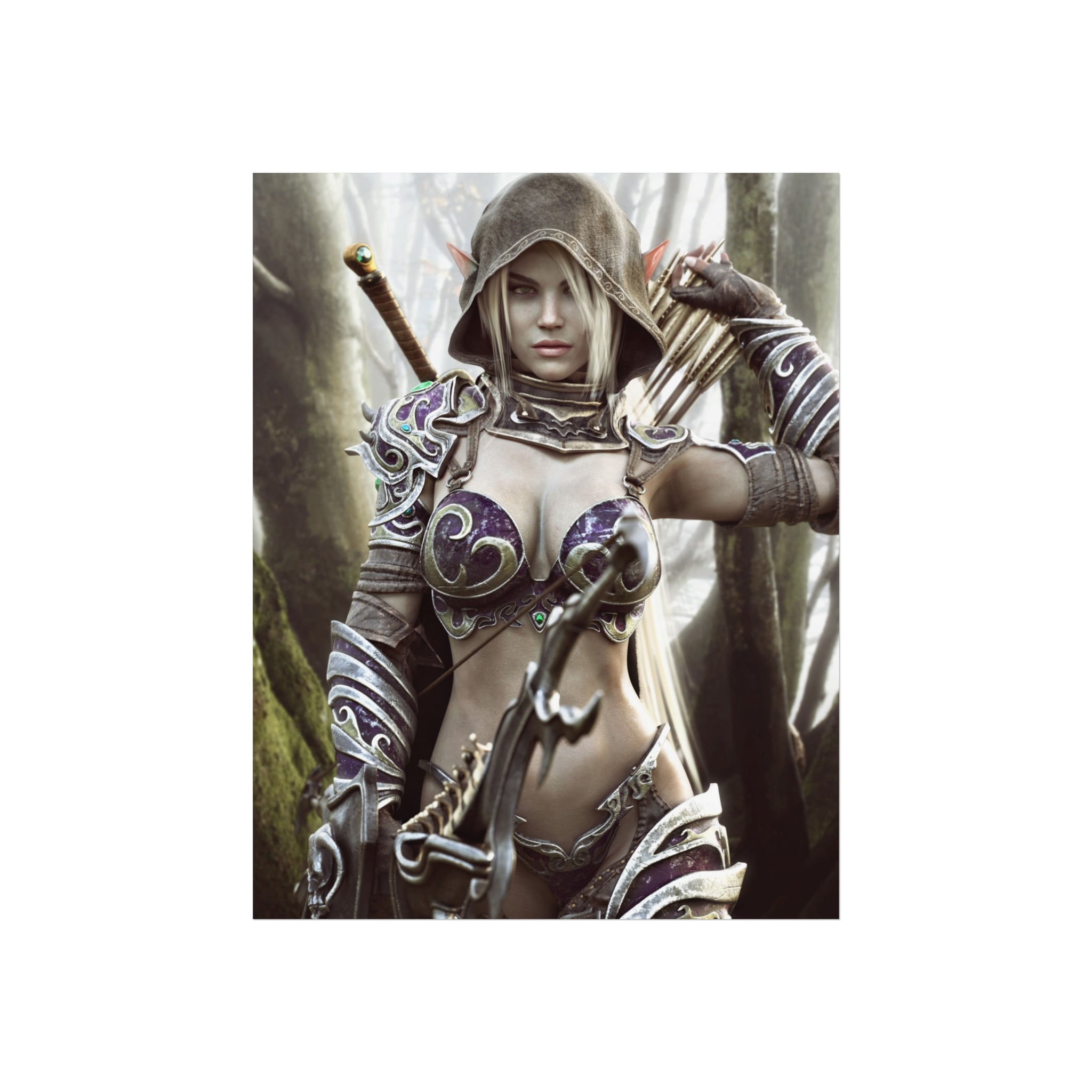 Fantasy Archer Warrior Fine Art Poster — Female Ranger Wall Art for Gamers & RPG Fans