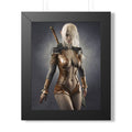 Framed Poster — Fantasy Warrior Woman Art Print (Vertical) - No AI - Human created illustration art