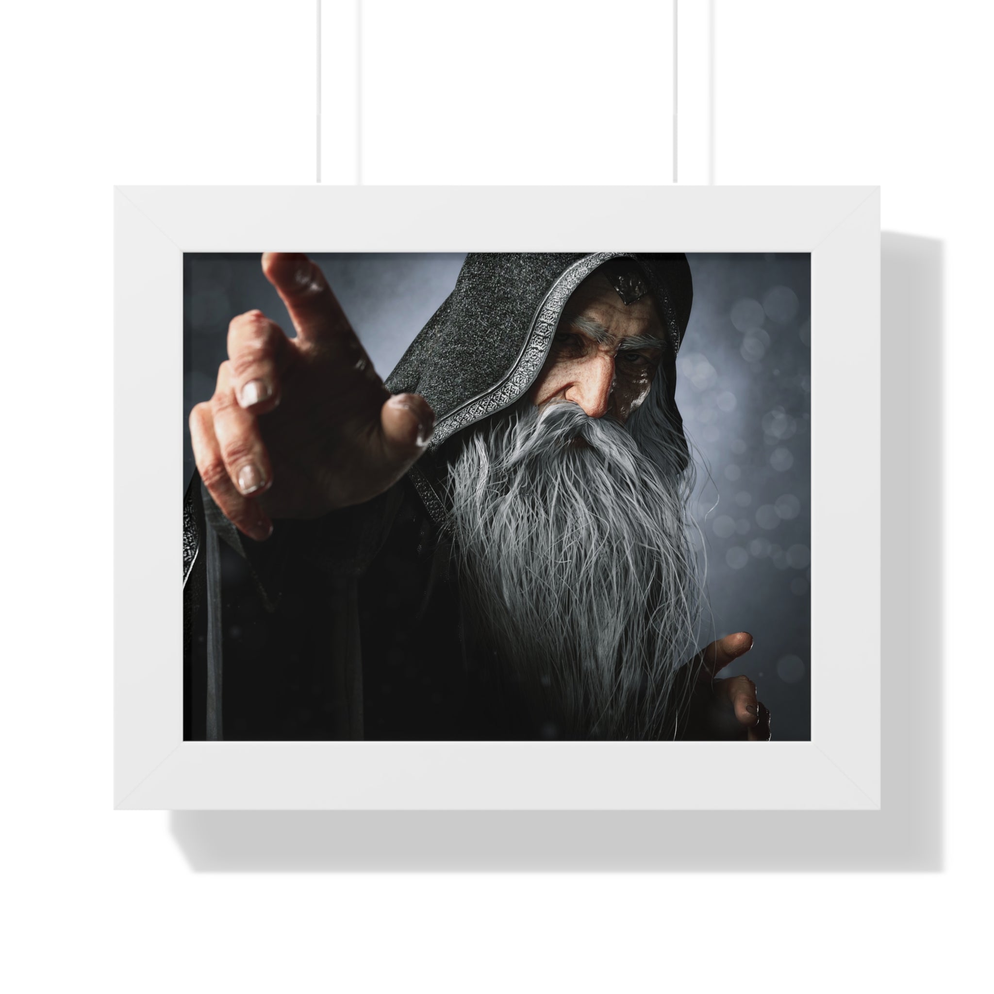 Framed Poster — Mystical Hooded Wizard Art Print - No AI - Human created illustration art