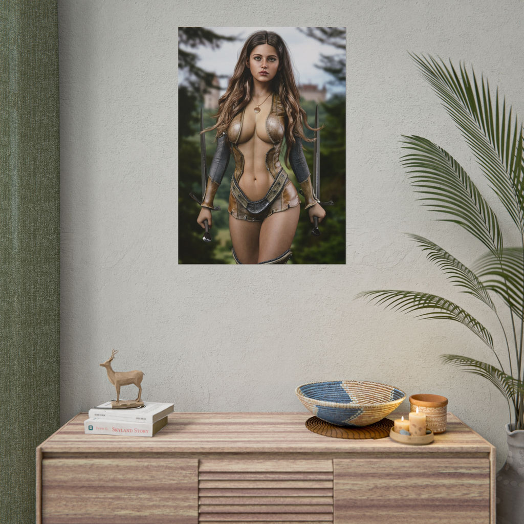 Fantasy Warrior Poster — Sexy Female Swordfighter Art Print