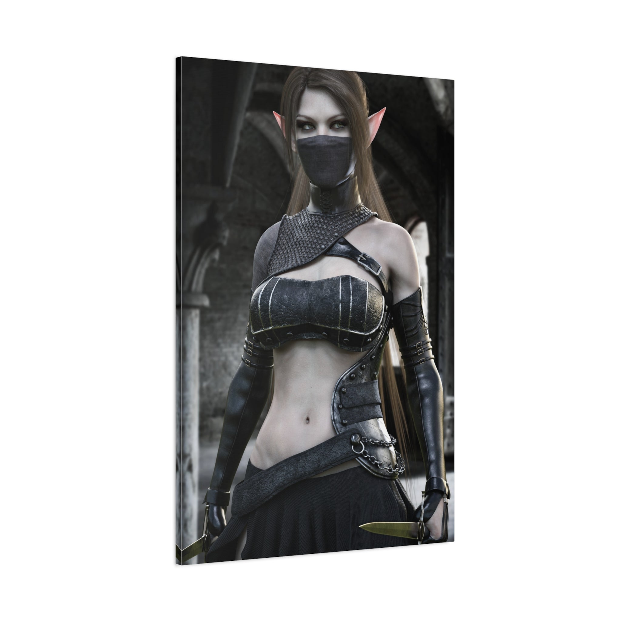 Fantasy Elven Rogue Matte Canvas Print — Stretched 1.25" - No AI- Human created illustration art
