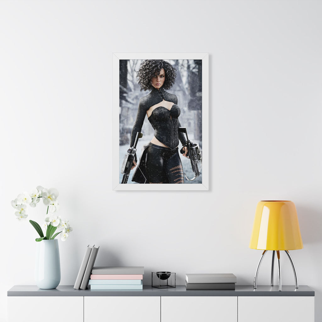 Framed Poster — Female Huntress - No AI - Human created illustration art
