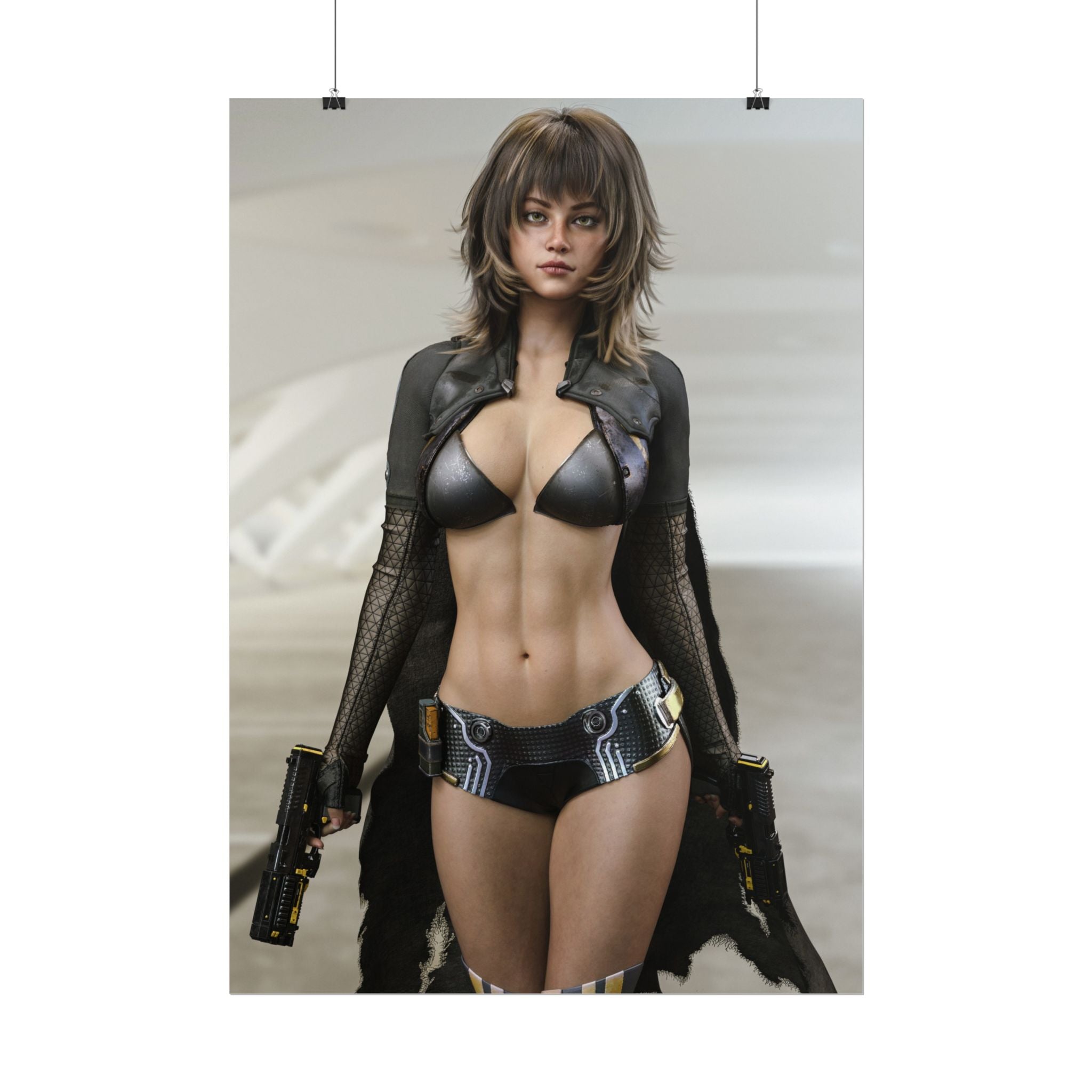 Futuristic Femme Fatale Sci‑Fi Poster — Rolled Art Print