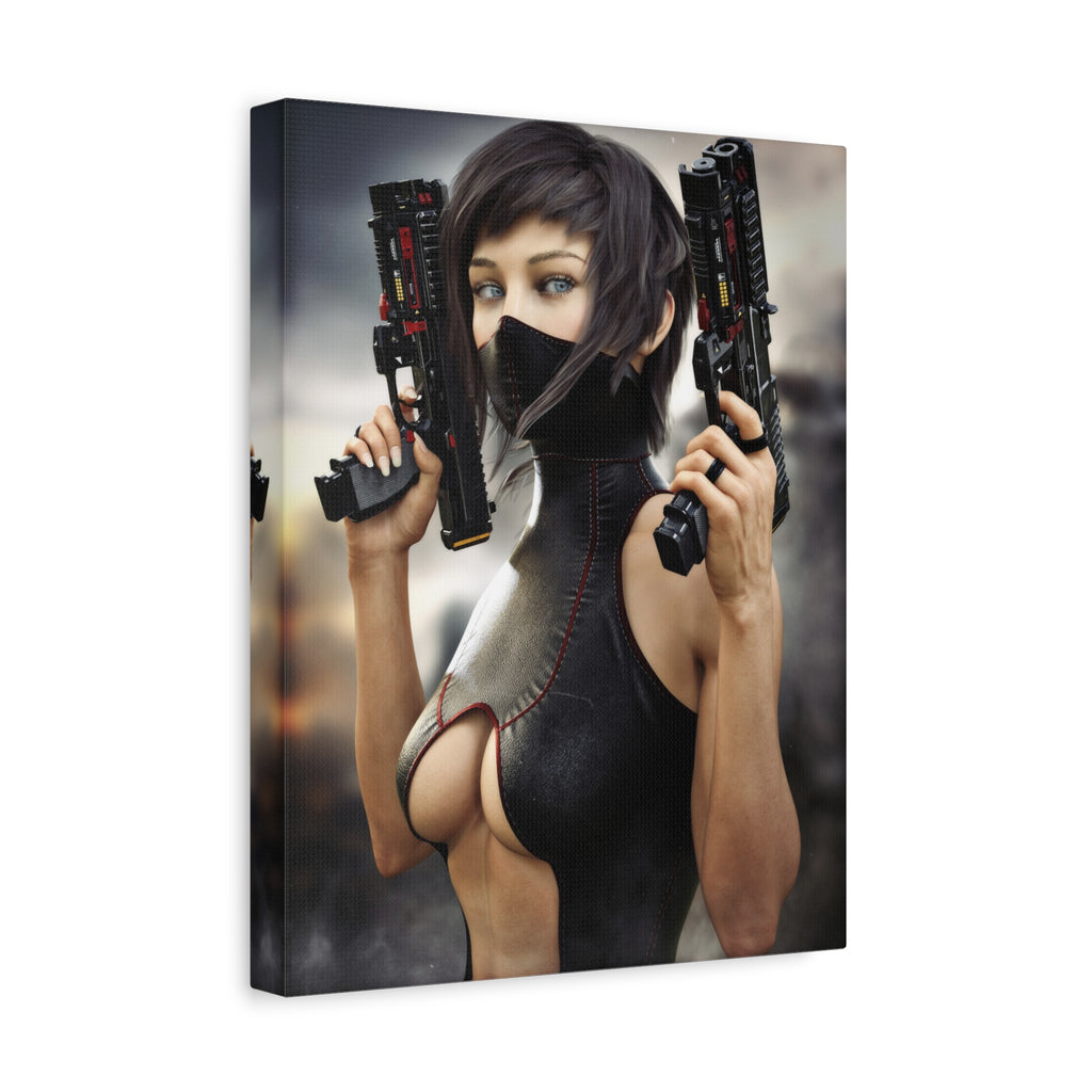 Futuristic Assassin Matte Canvas Wall Art - No Ai- Human created illustration art