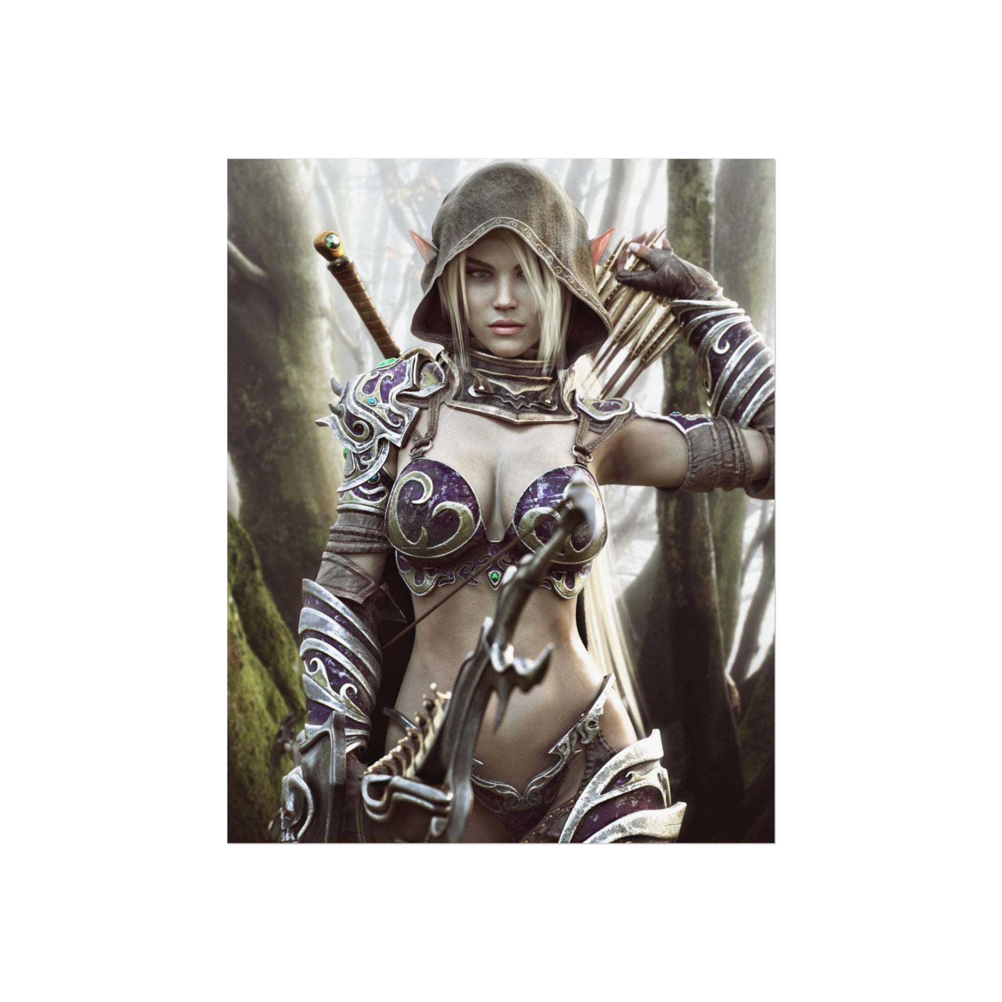 Fantasy Archer Warrior Fine Art Poster — Female Ranger Wall Art for Gamers & RPG Fans