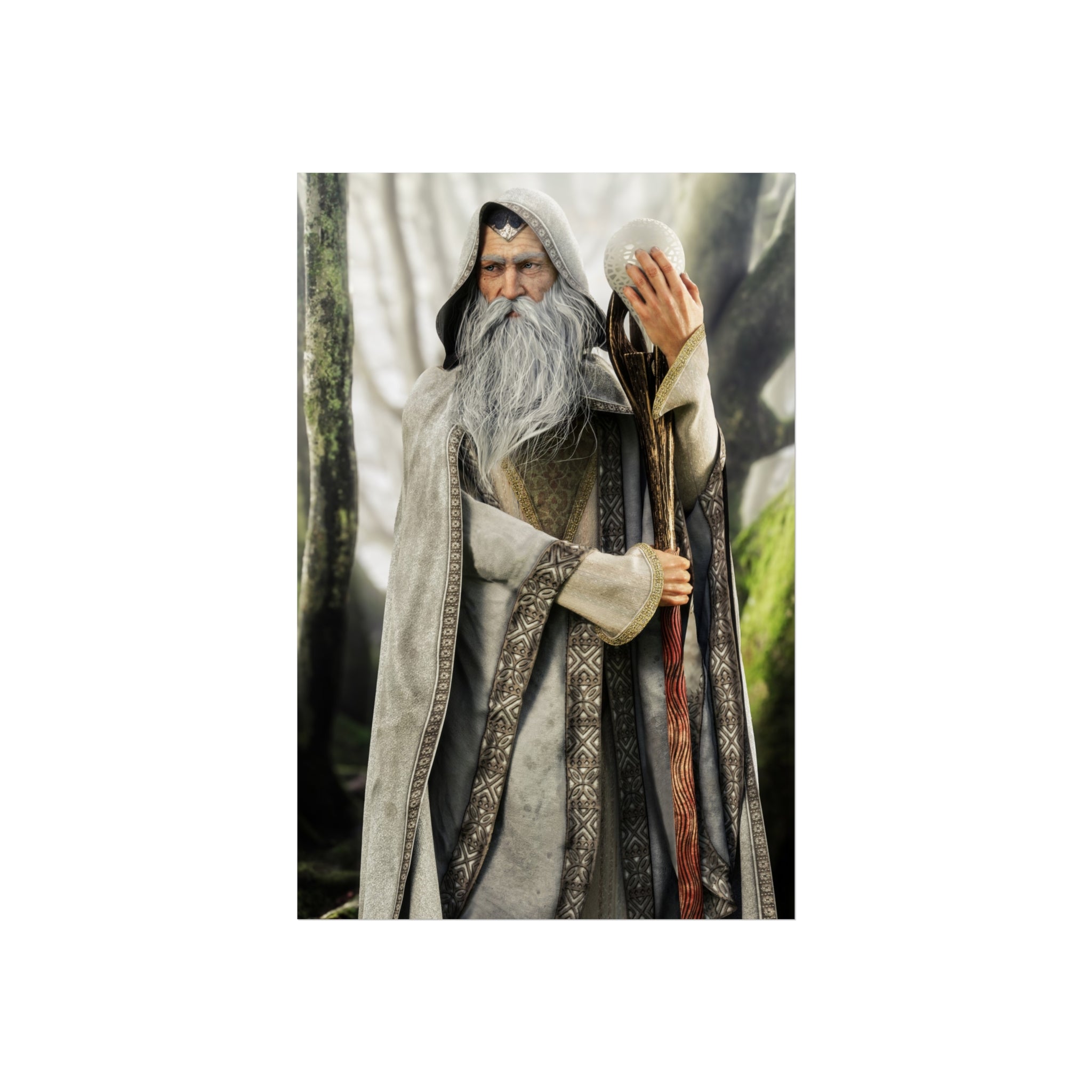 Wizard Fine Art Poster — Mystical Forest Sorcerer Wall Art Print