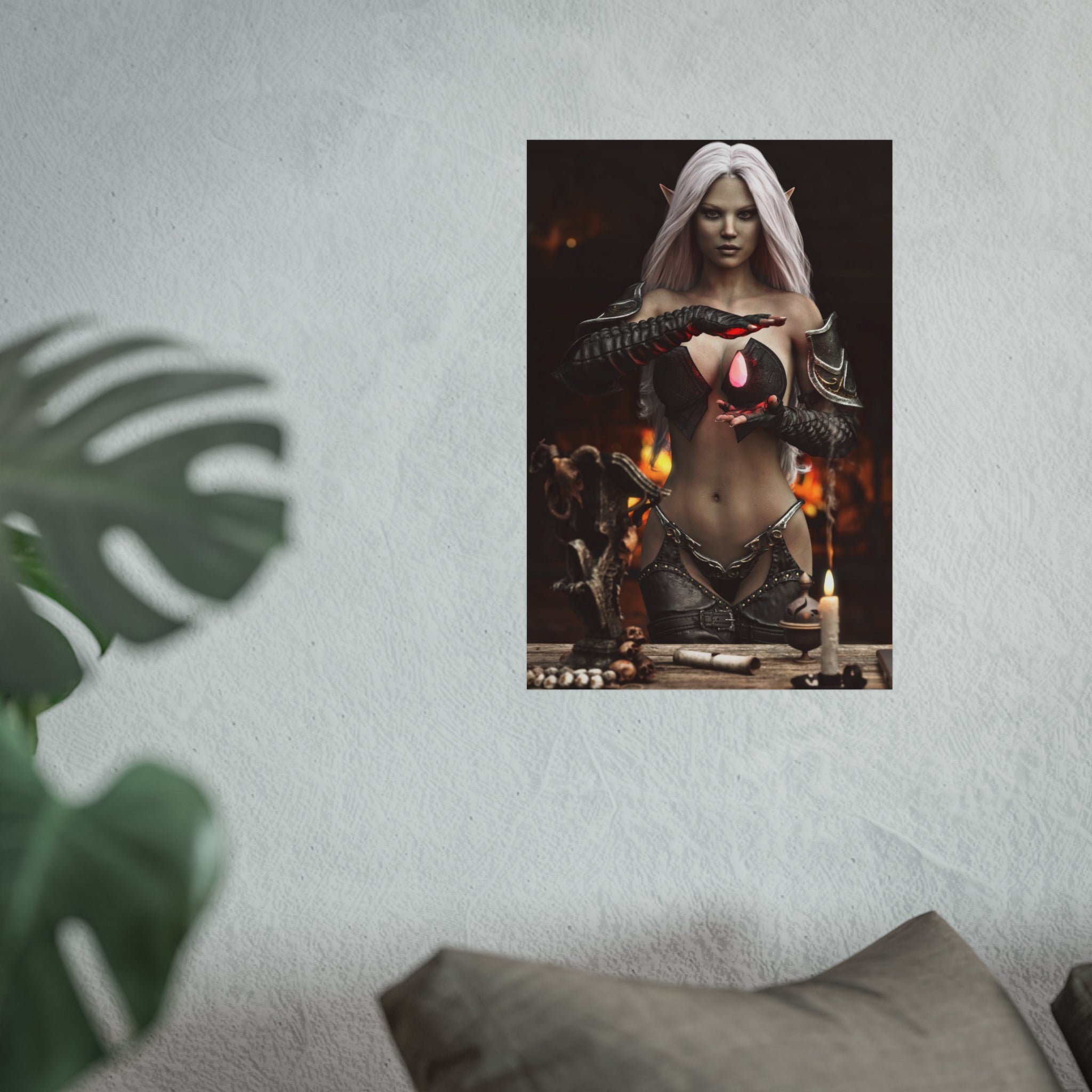 Fantasy Sorceress Art Poster — Dark Magic Goddess Wall Print - No AI - Human generated