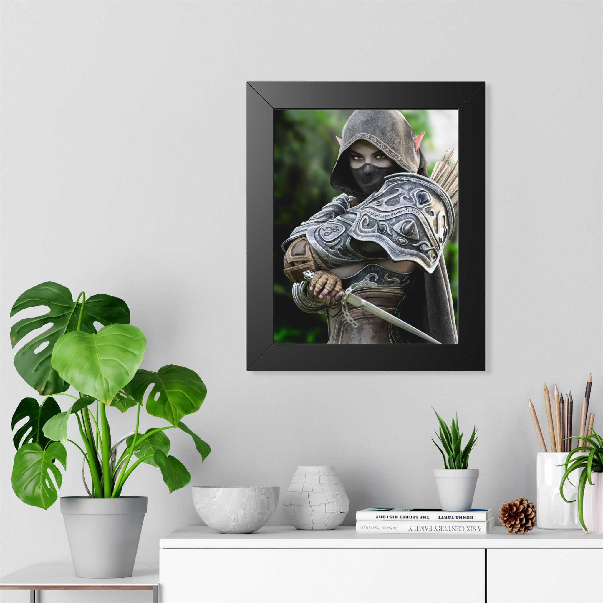 Framed Poster — Fantasy Dark Elf Archer Drow Wall Art