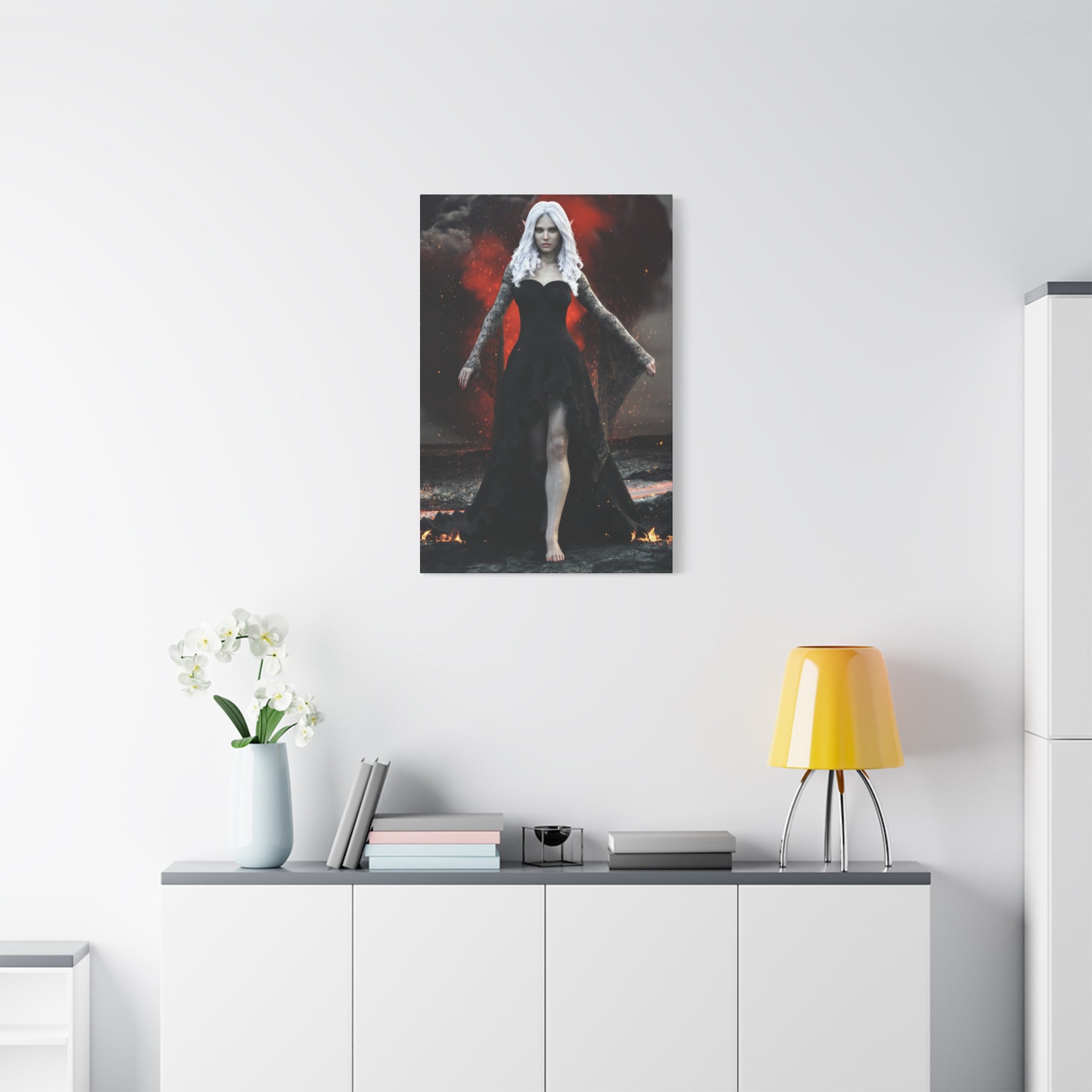 Dark Sorceress Canvas Print – Gothic Fantasy Wall Art- No AI- Human created illustration art