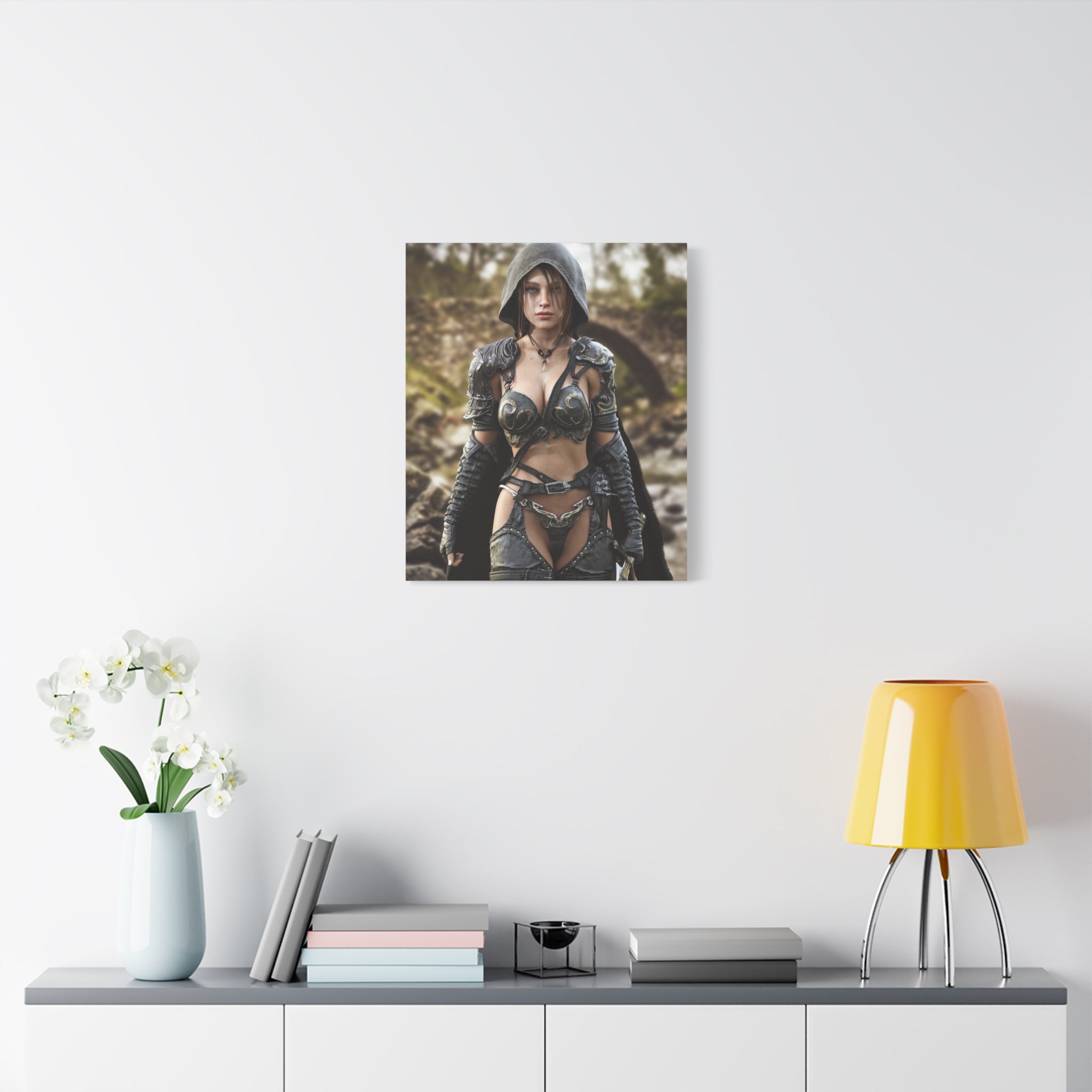 Fantasy Warrior Woman Matte Canvas Print - No AI- Human created illustration art