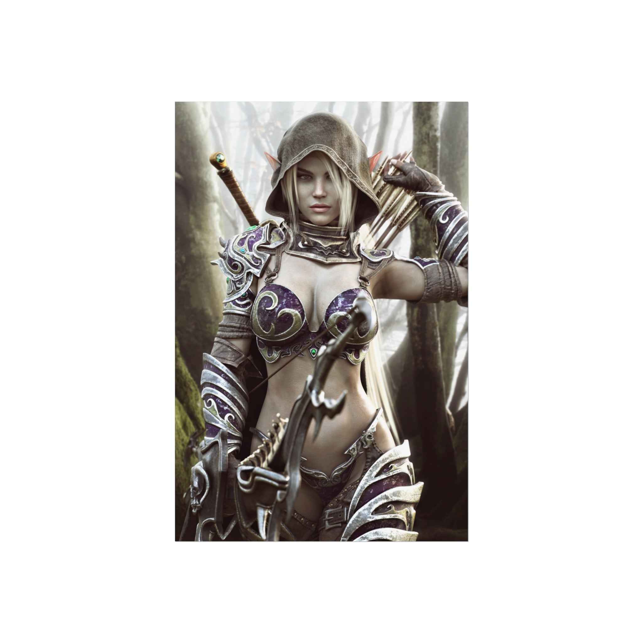 Fantasy Archer Warrior Fine Art Poster — Female Ranger Wall Art for Gamers & RPG Fans