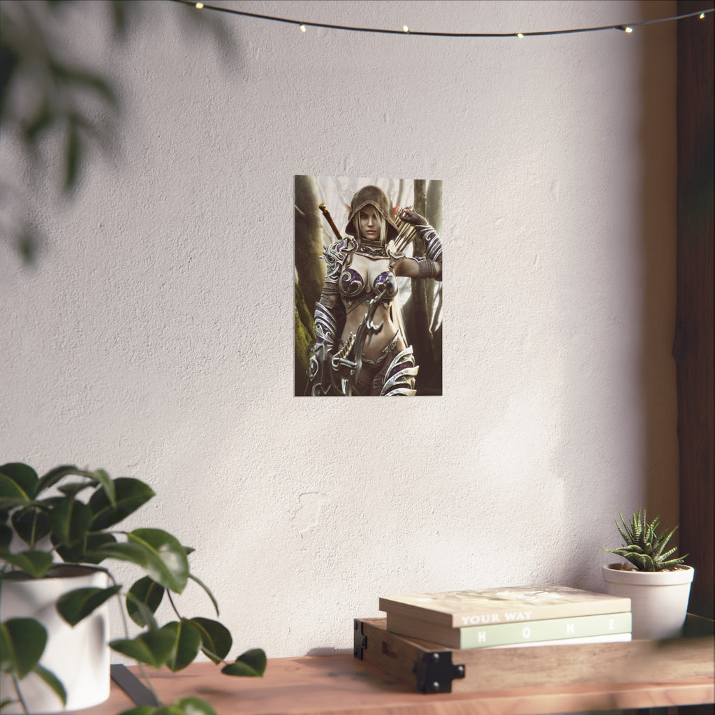 Fantasy Archer Warrior Fine Art Poster — Female Ranger Wall Art for Gamers & RPG Fans