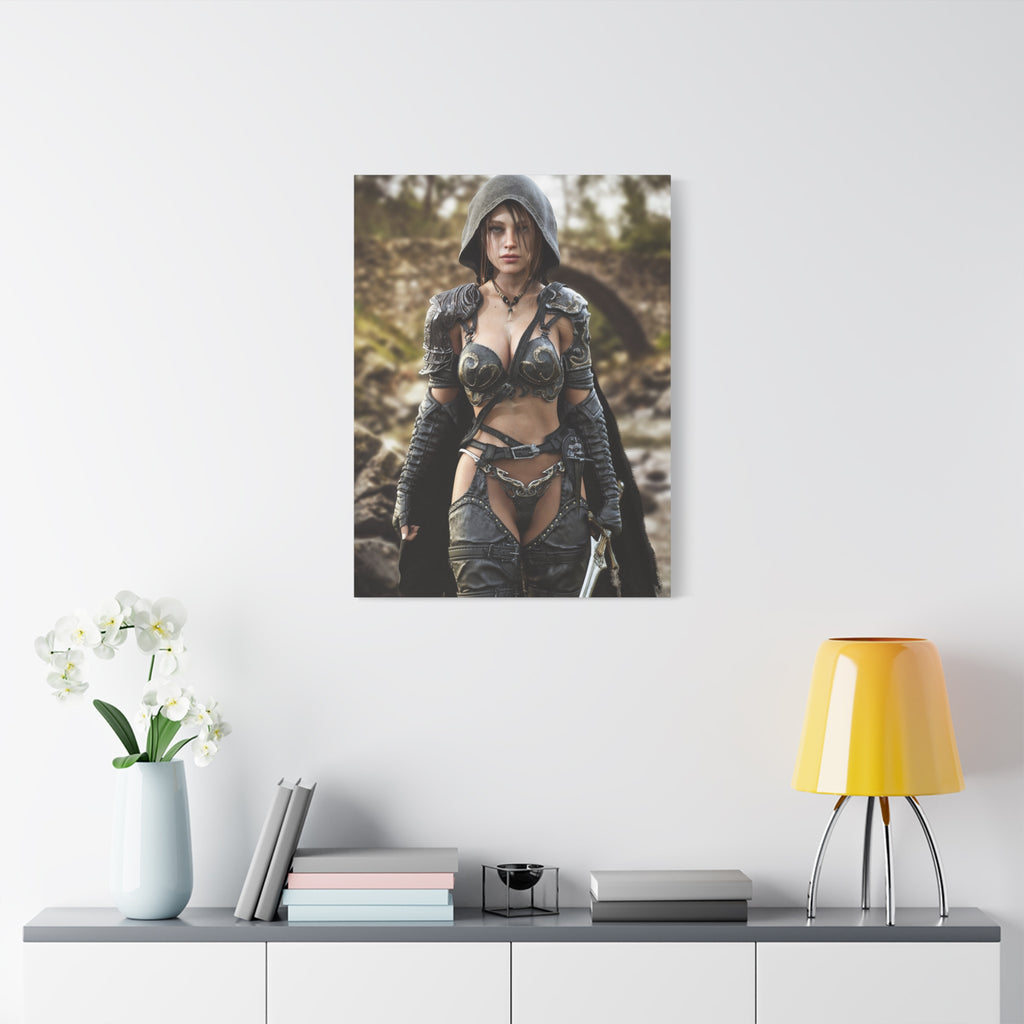 Fantasy Warrior Woman Matte Canvas Print - No AI- Human created illustration art