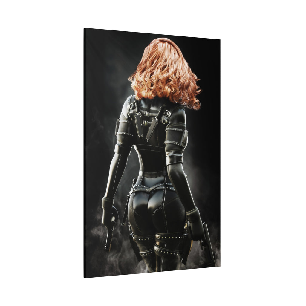 Black Widow Inspired Matte Canvas Art — Female Assassin Poster, Stretched 1.25" - No AI - human created illustration art