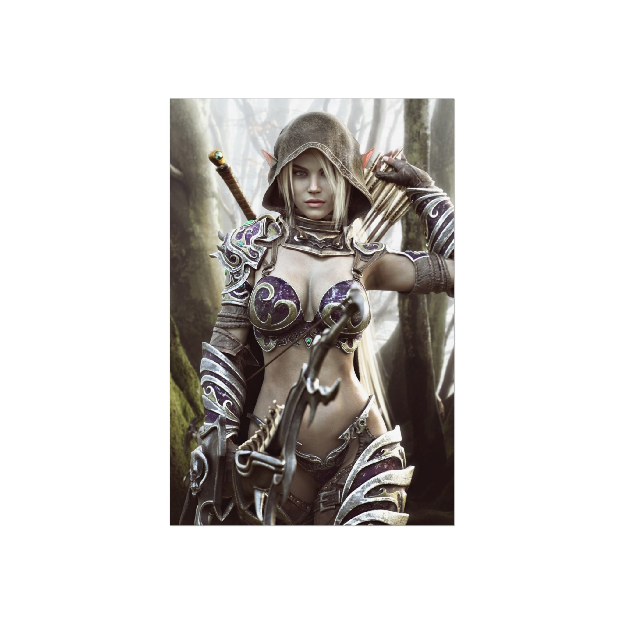 Fantasy Archer Warrior Fine Art Poster — Female Ranger Wall Art for Gamers & RPG Fans