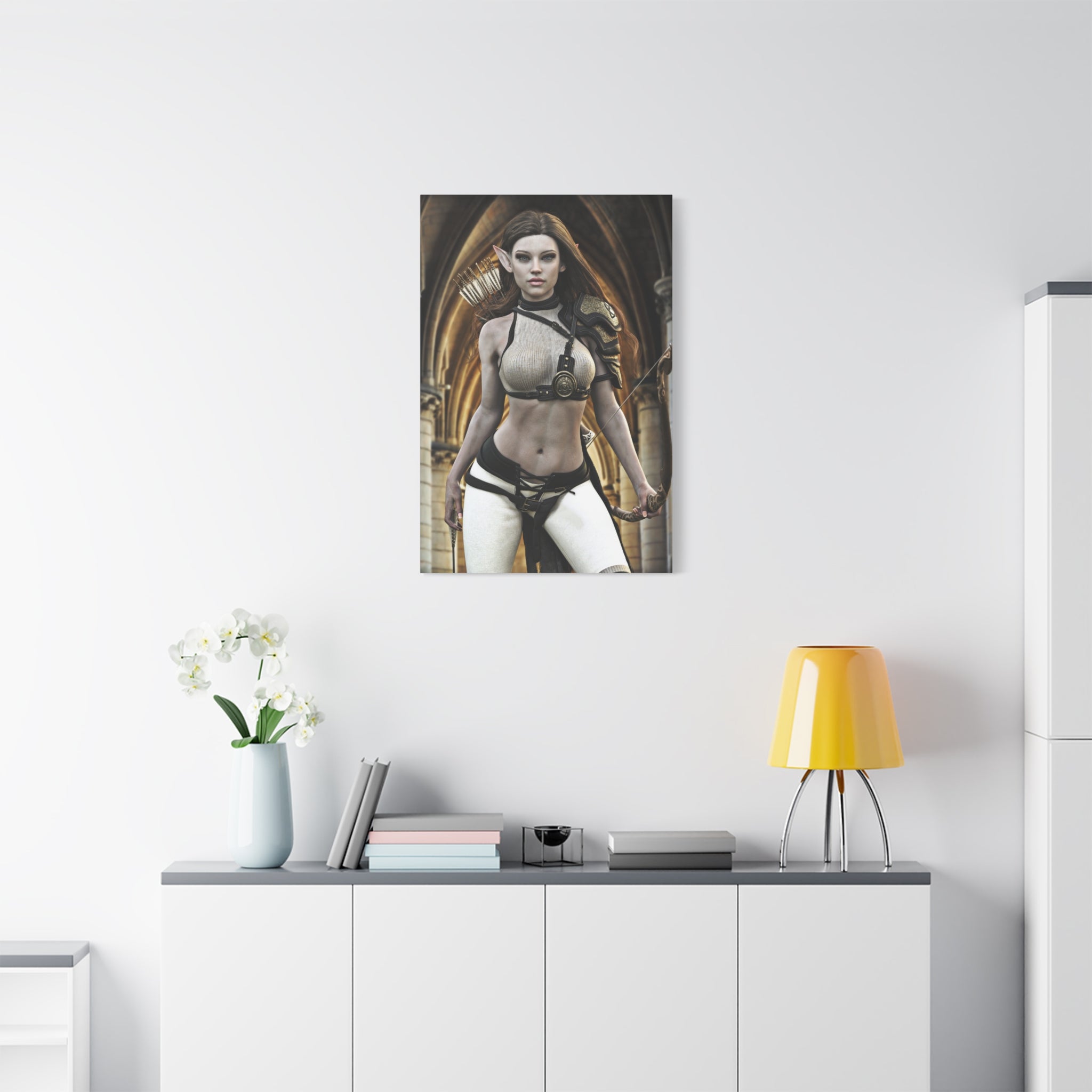 Fantasy Elven Archer Canvas Print – Warrior Elf Wall Art- No AI- Human created illustraion art