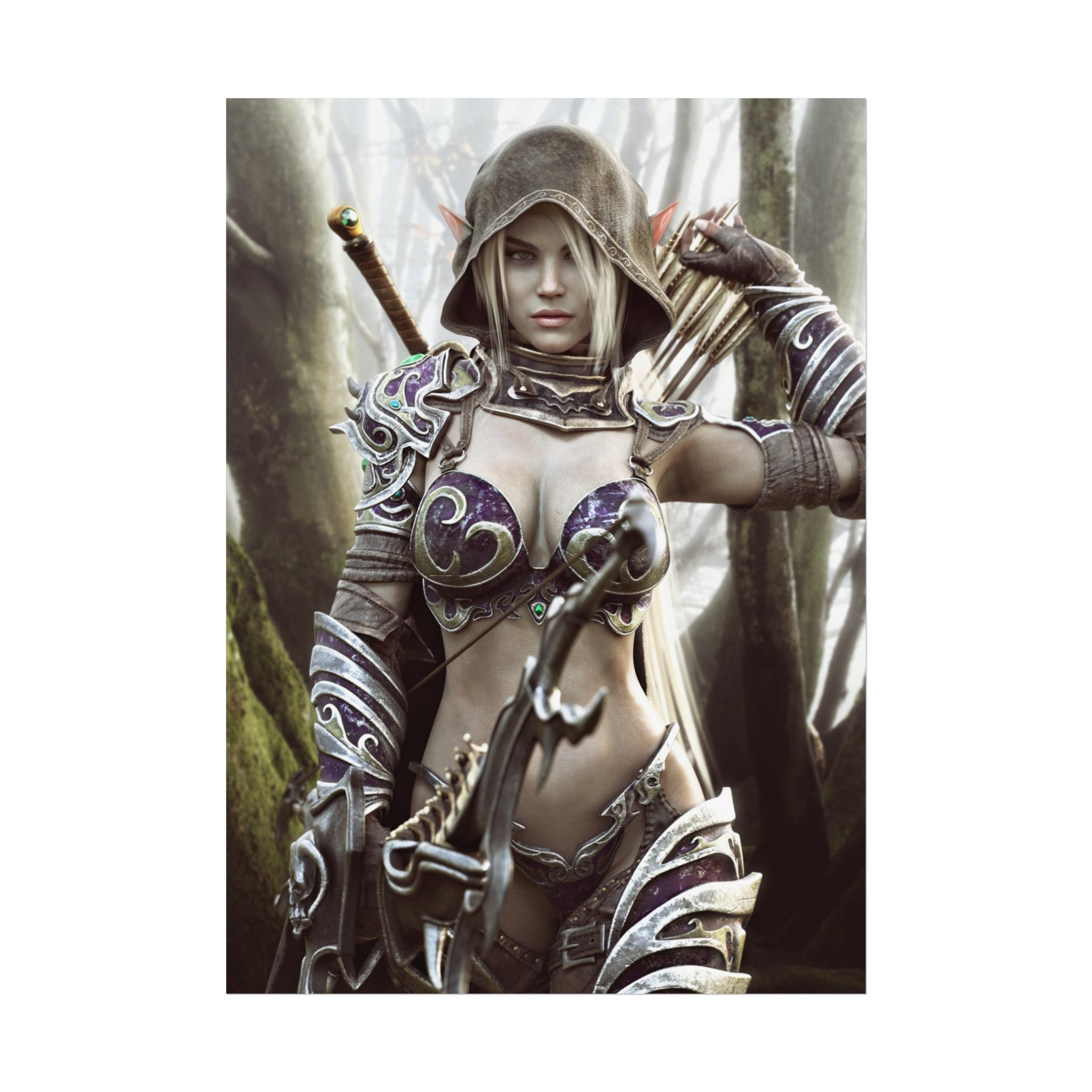 Fantasy Archer Warrior Fine Art Poster — Female Ranger Wall Art for Gamers & RPG Fans