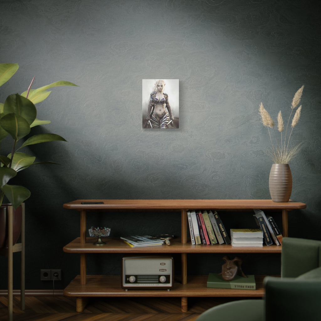 Dark Elf Warrior Fantasy Canvas Print — Matte Stretched Wall Art - No AI- Human created illustration art