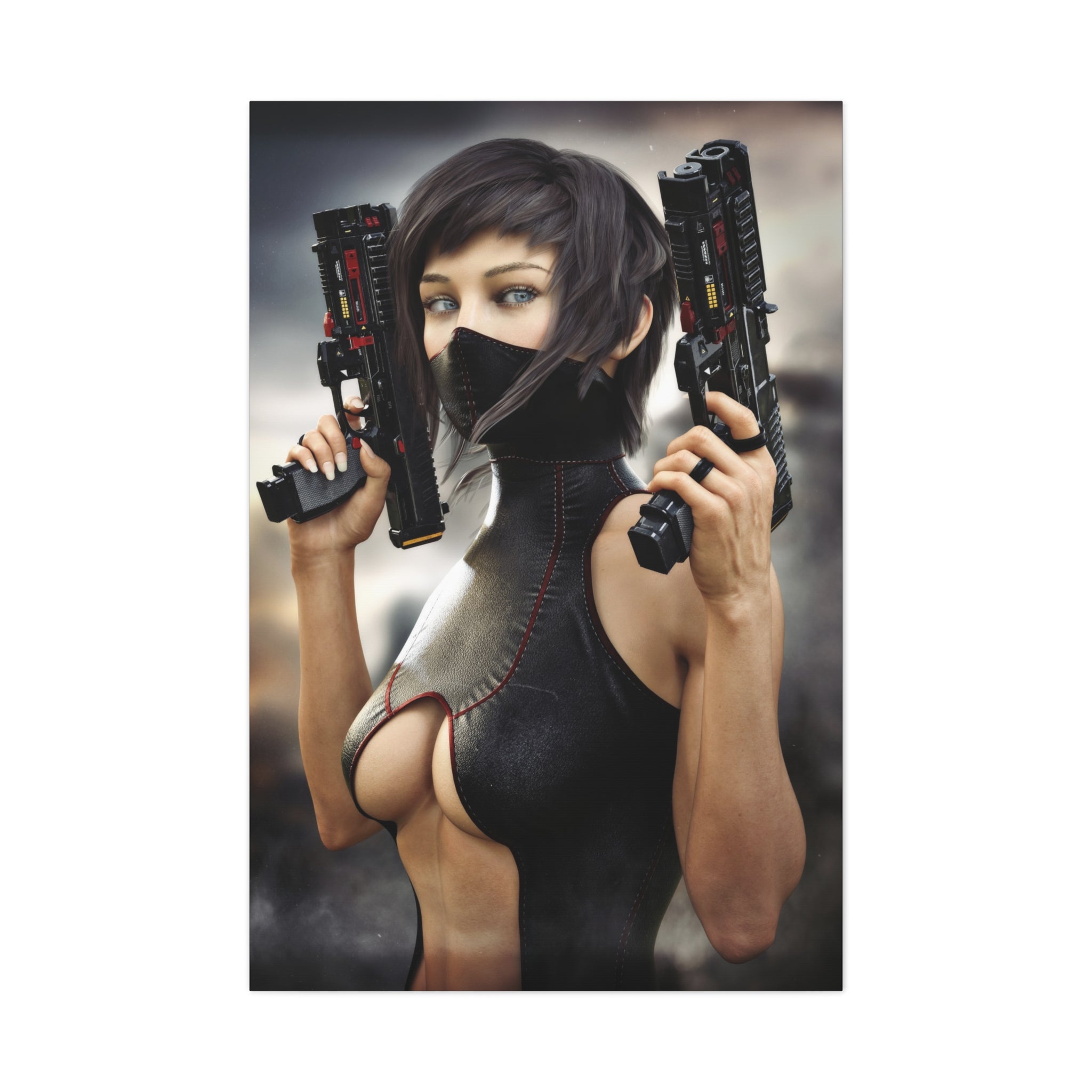 Futuristic Assassin Matte Canvas Wall Art - No Ai- Human created illustration art