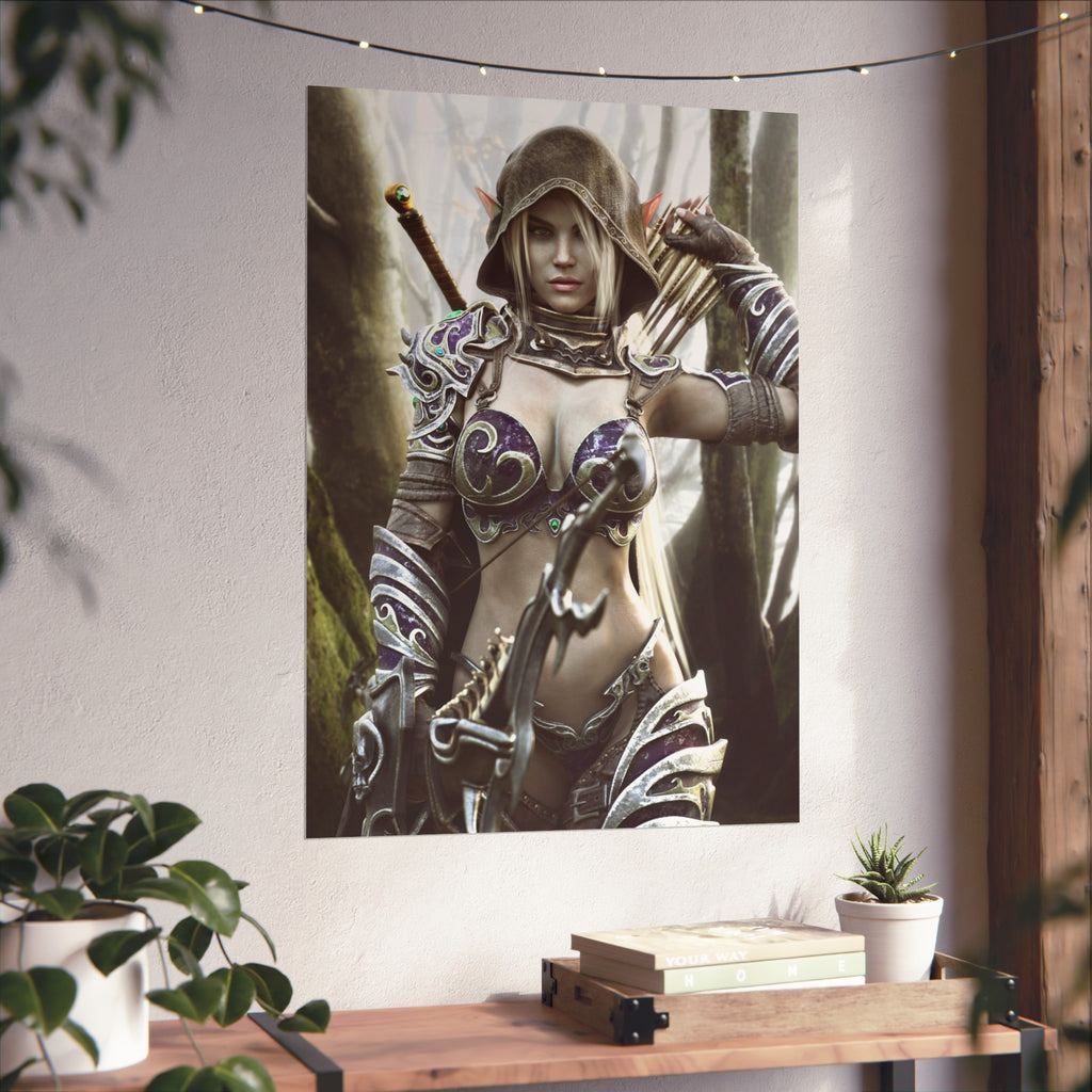 Fantasy Archer Warrior Fine Art Poster — Female Ranger Wall Art for Gamers & RPG Fans