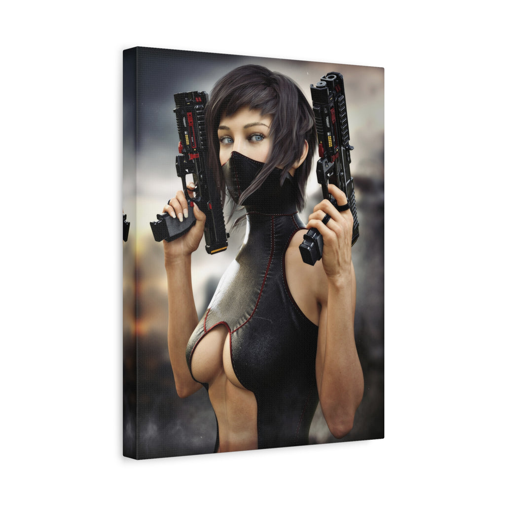 Futuristic Assassin Matte Canvas Wall Art - No Ai- Human created illustration art