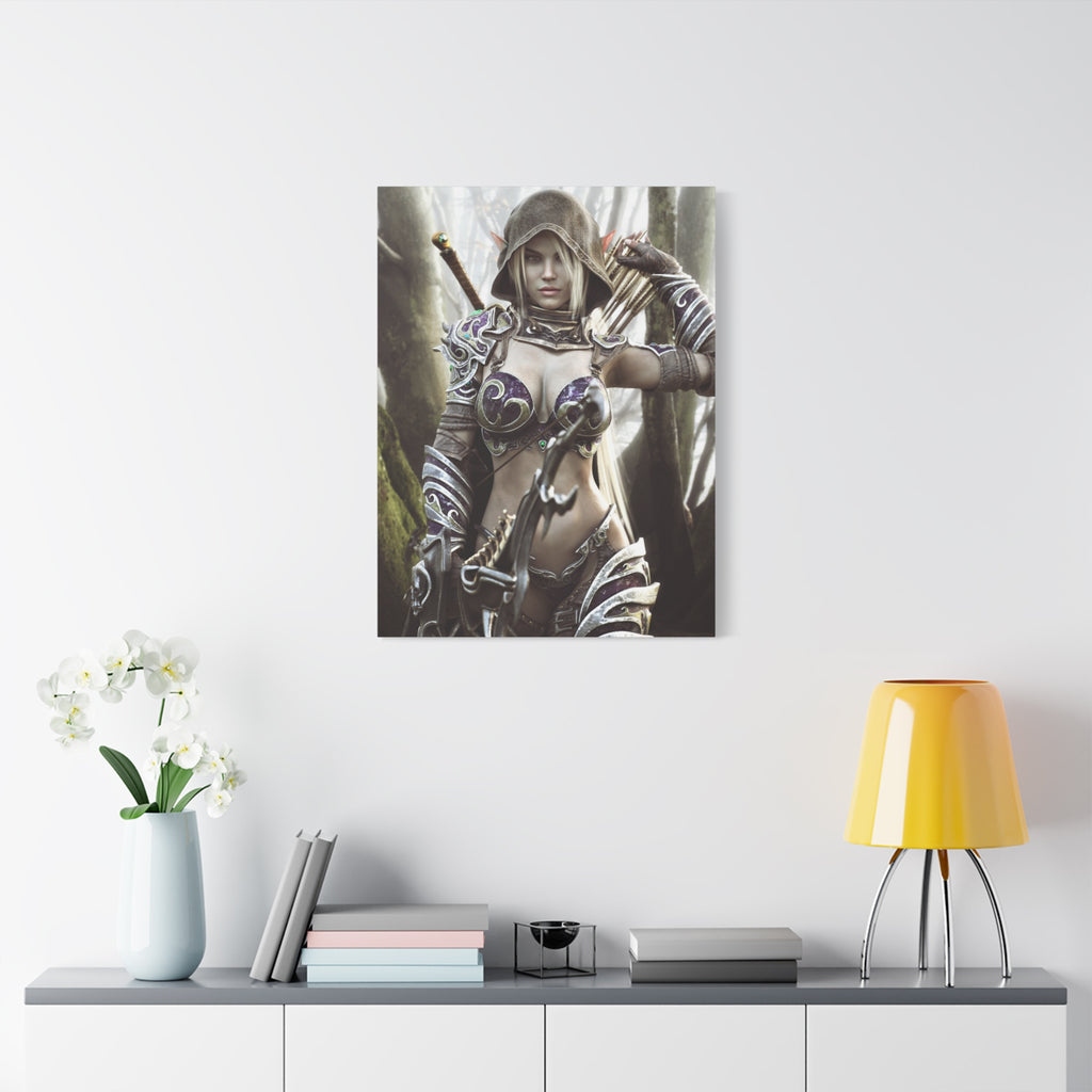 Fantasy Archer Warrior Canvas Print — Matte Stretched Wall Art- No AI- Human created illustration art