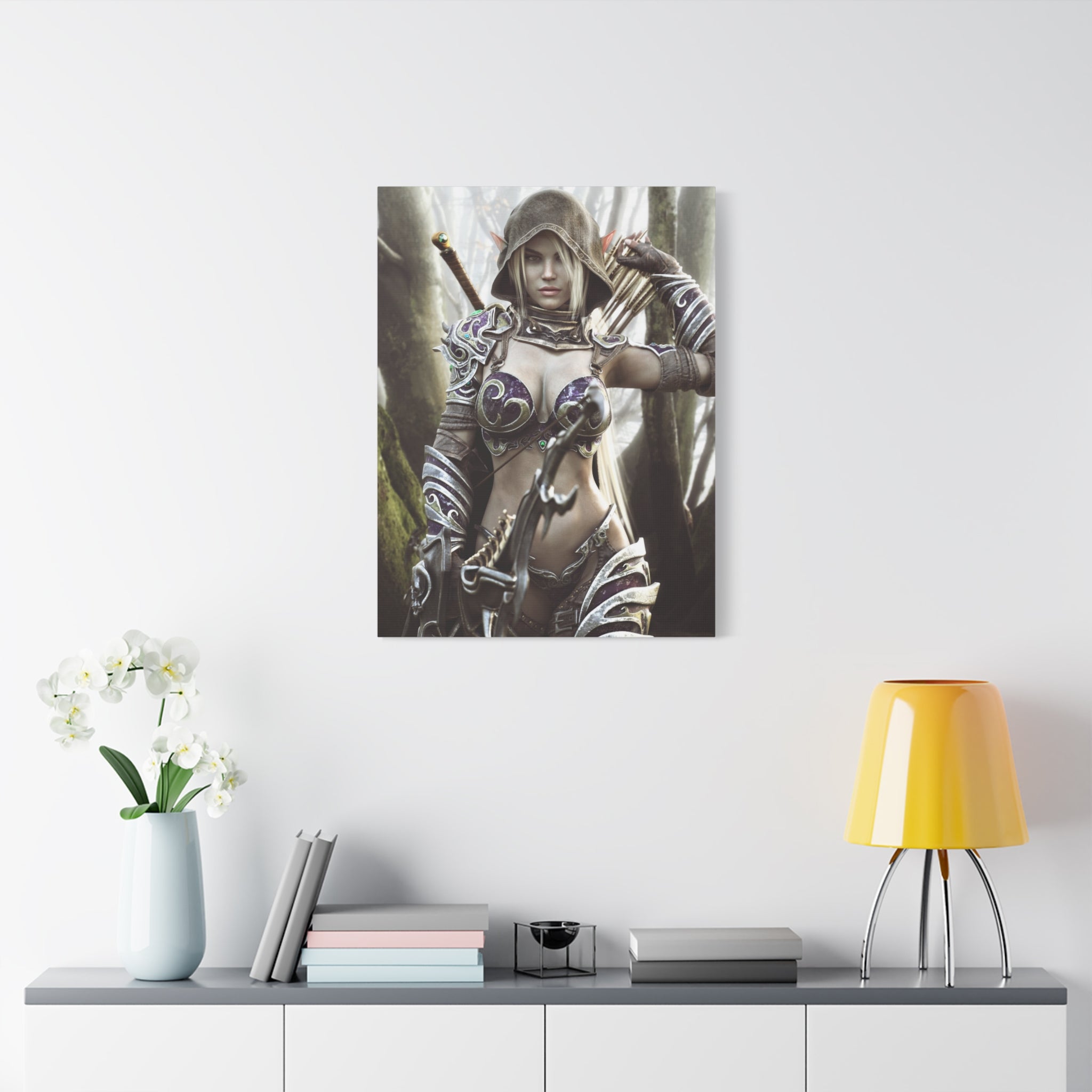 Fantasy Archer Warrior Canvas Print — Matte Stretched Wall Art- No AI- Human created illustration art