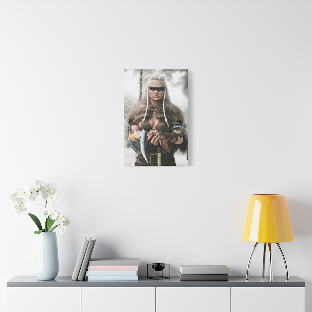 Viking Shieldmaiden Canvas Print — Matte Stretched Wall Art - No AI - Human created illustration art