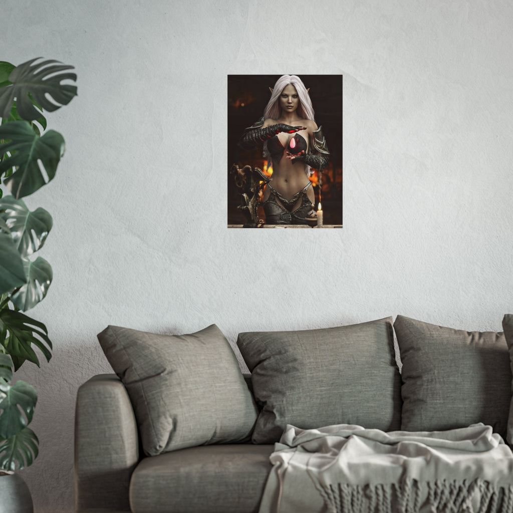 Fantasy Sorceress Art Poster — Dark Magic Goddess Wall Print - No AI - Human generated