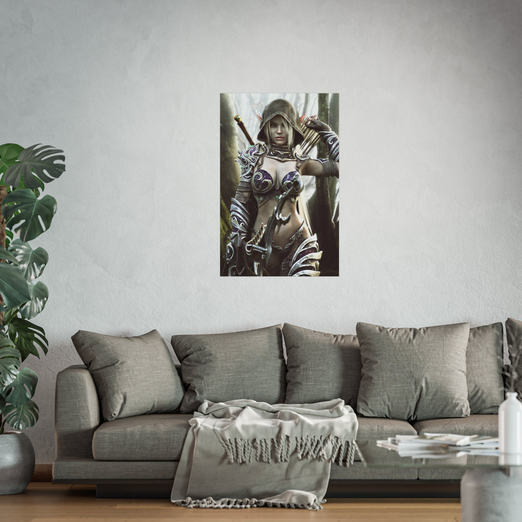 Fantasy Archer Warrior Fine Art Poster — Female Ranger Wall Art for Gamers & RPG Fans