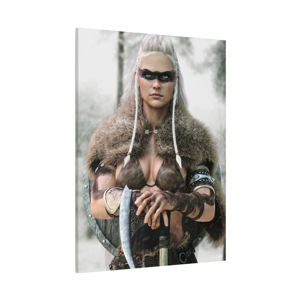 Viking Shieldmaiden Canvas Print — Matte Stretched Wall Art - No AI - Human created illustration art
