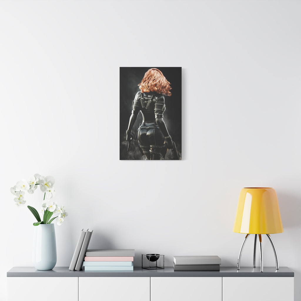 Black Widow Inspired Matte Canvas Art — Female Assassin Poster, Stretched 1.25" - No AI - human created illustration art