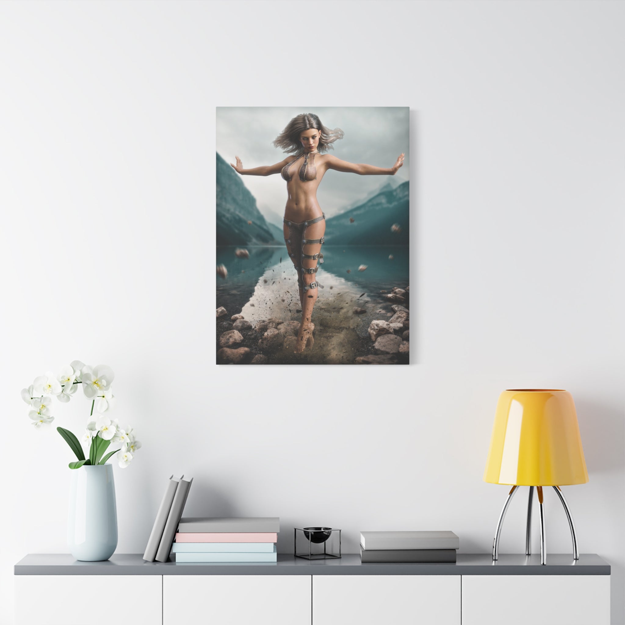 Fantasy Goddess Canvas Print — Mystical Sorceress Matte Stretched Wall Art -No AI- Human created illustration art