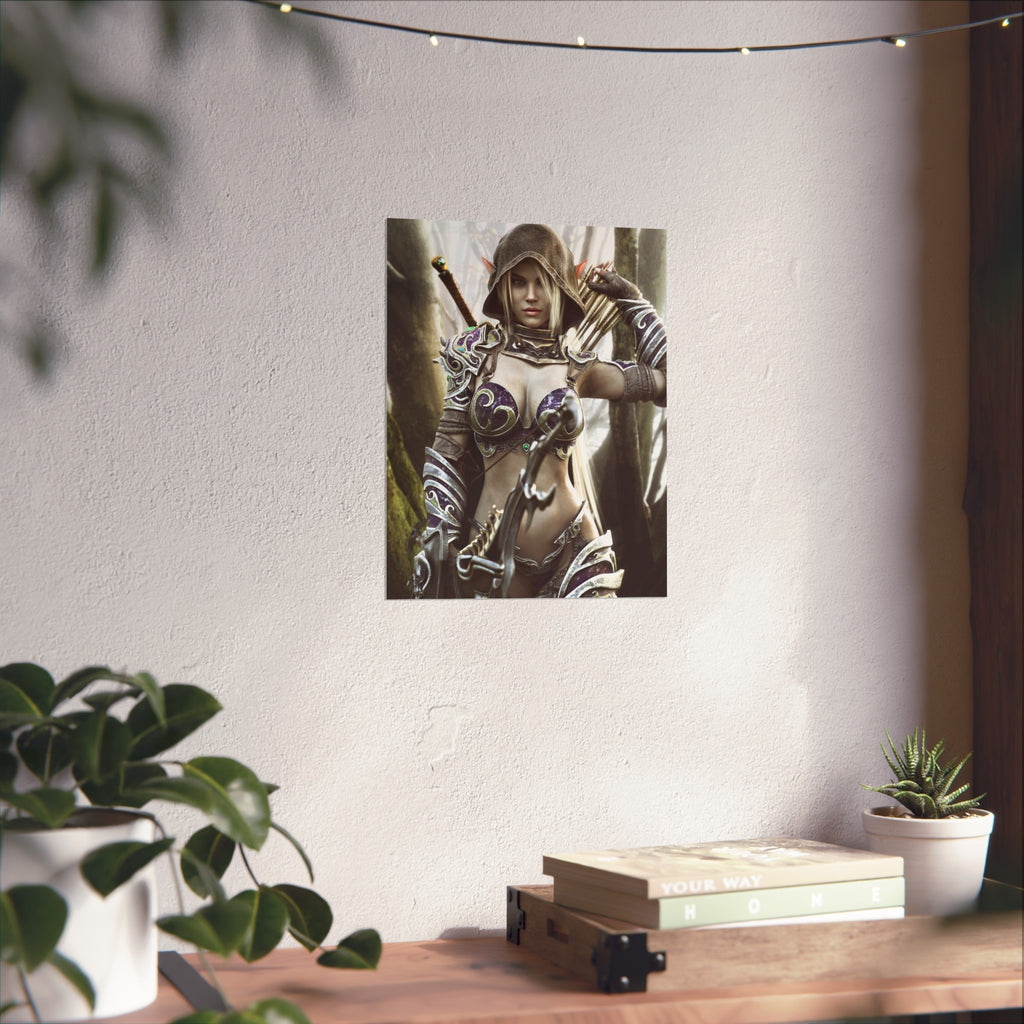 Fantasy Archer Warrior Fine Art Poster — Female Ranger Wall Art for Gamers & RPG Fans