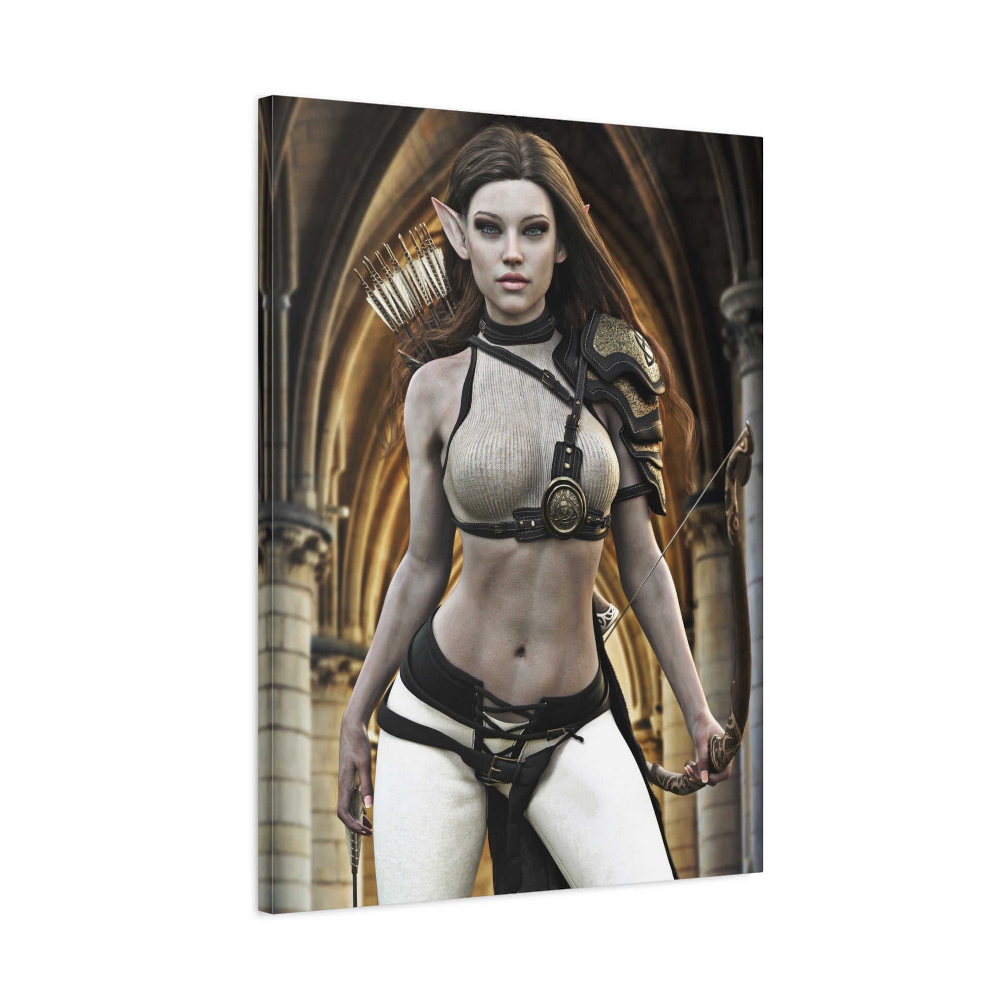 Fantasy Elven Archer Canvas Print – Warrior Elf Wall Art- No AI- Human created illustraion art