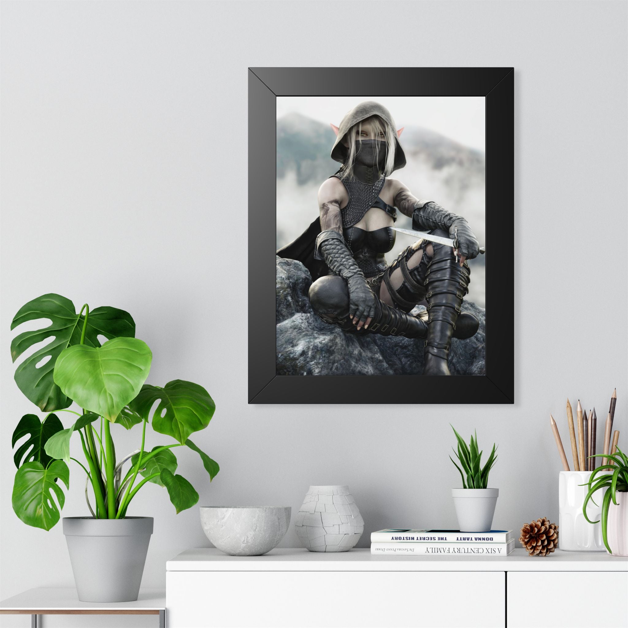 Framed Poster — Fantasy Rogue Assassin Art Print- No AI - Human created illustration art
