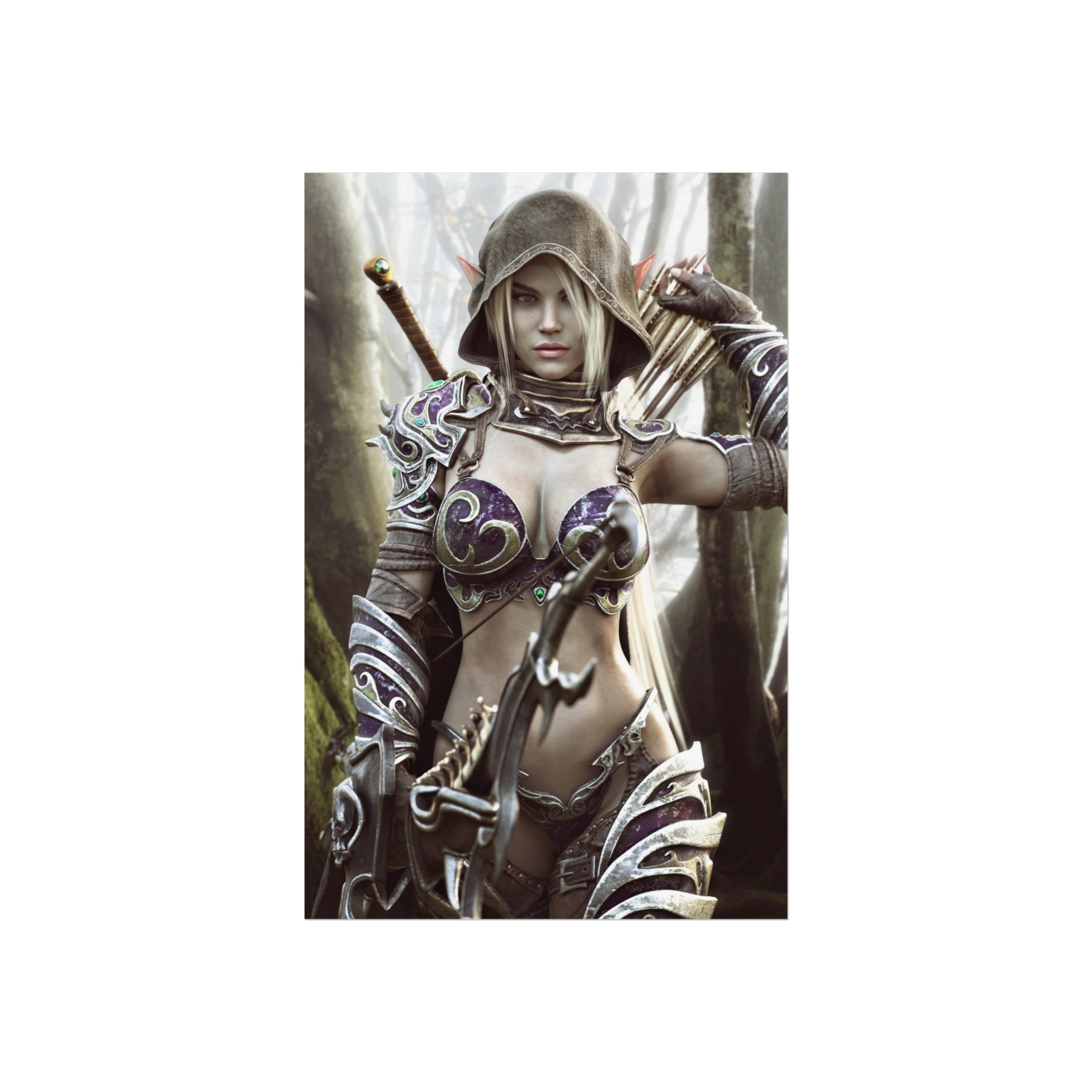 Fantasy Archer Warrior Fine Art Poster — Female Ranger Wall Art for Gamers & RPG Fans