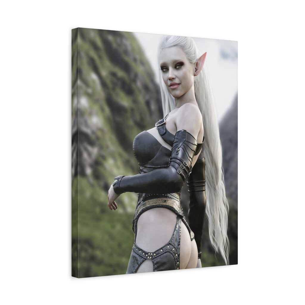 Fantasy Elf Warrior Canvas Print — Matte Stretched Wall Art- No AI - Human created illustration art