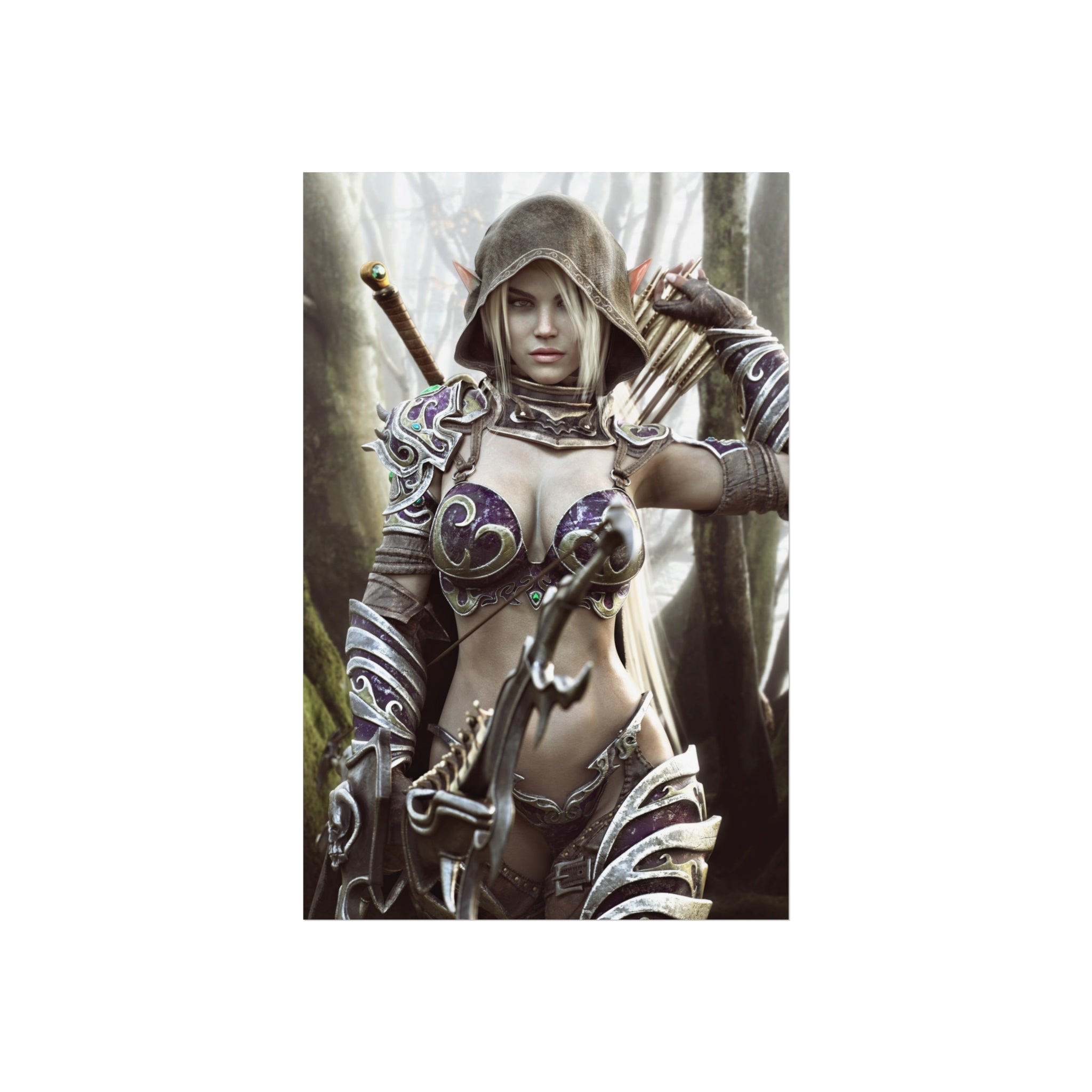 Fantasy Archer Warrior Fine Art Poster — Female Ranger Wall Art for Gamers & RPG Fans