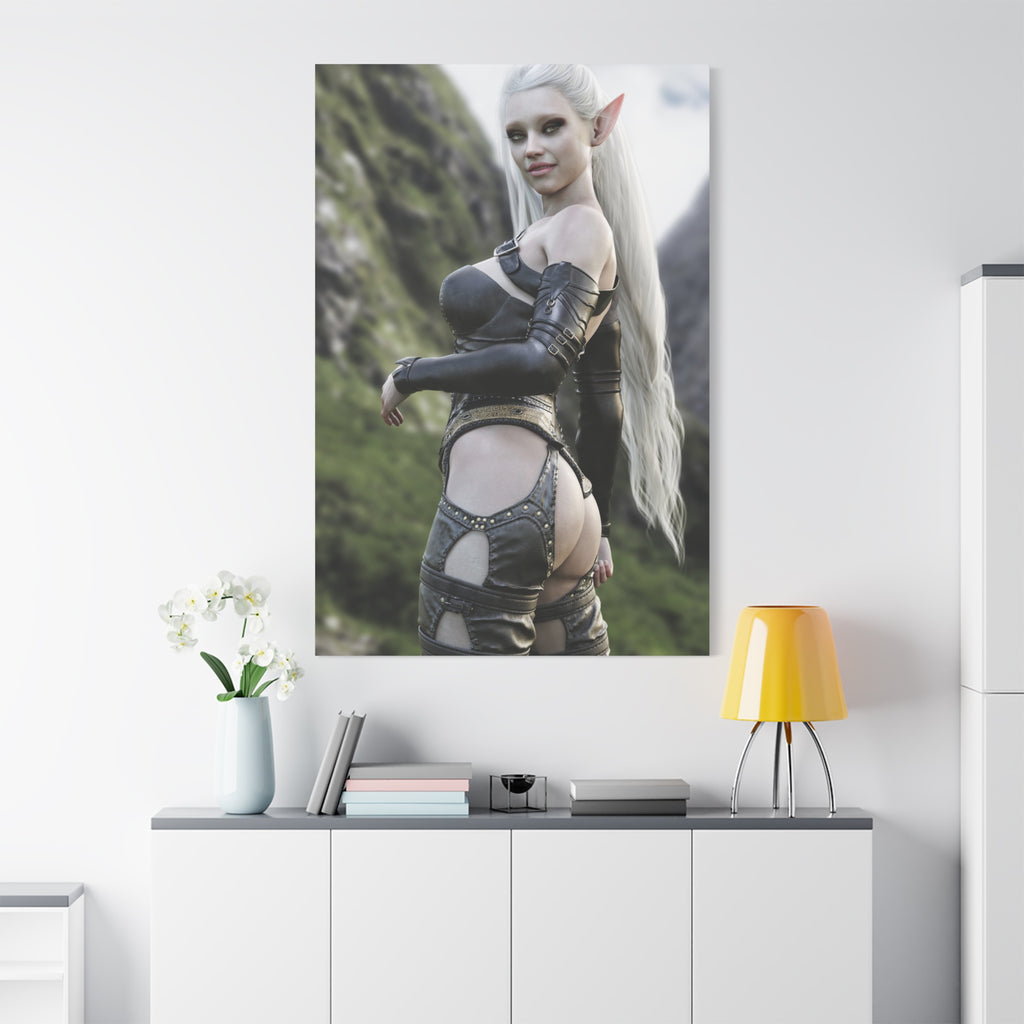 Fantasy Elf Warrior Canvas Print — Matte Stretched Wall Art- No AI - Human created illustration art