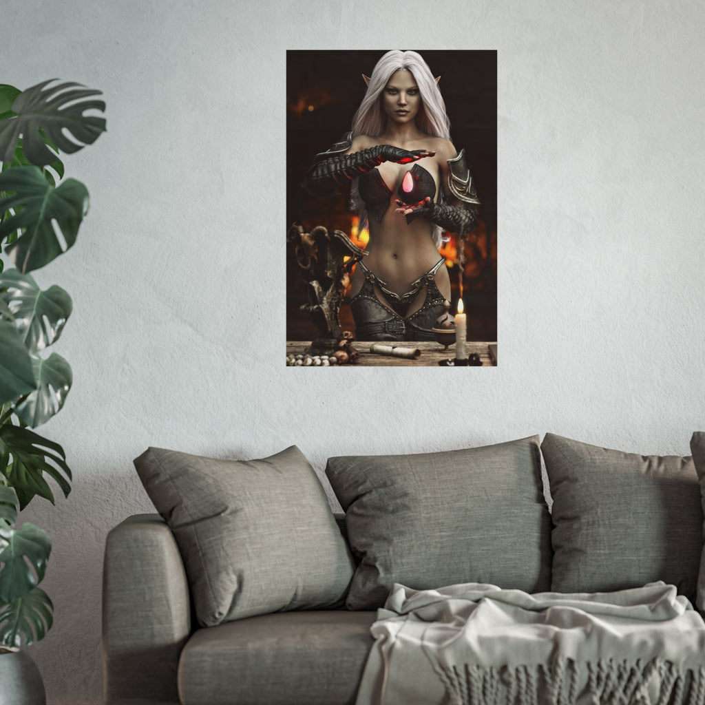 Fantasy Sorceress Art Poster — Dark Magic Goddess Wall Print - No AI - Human generated