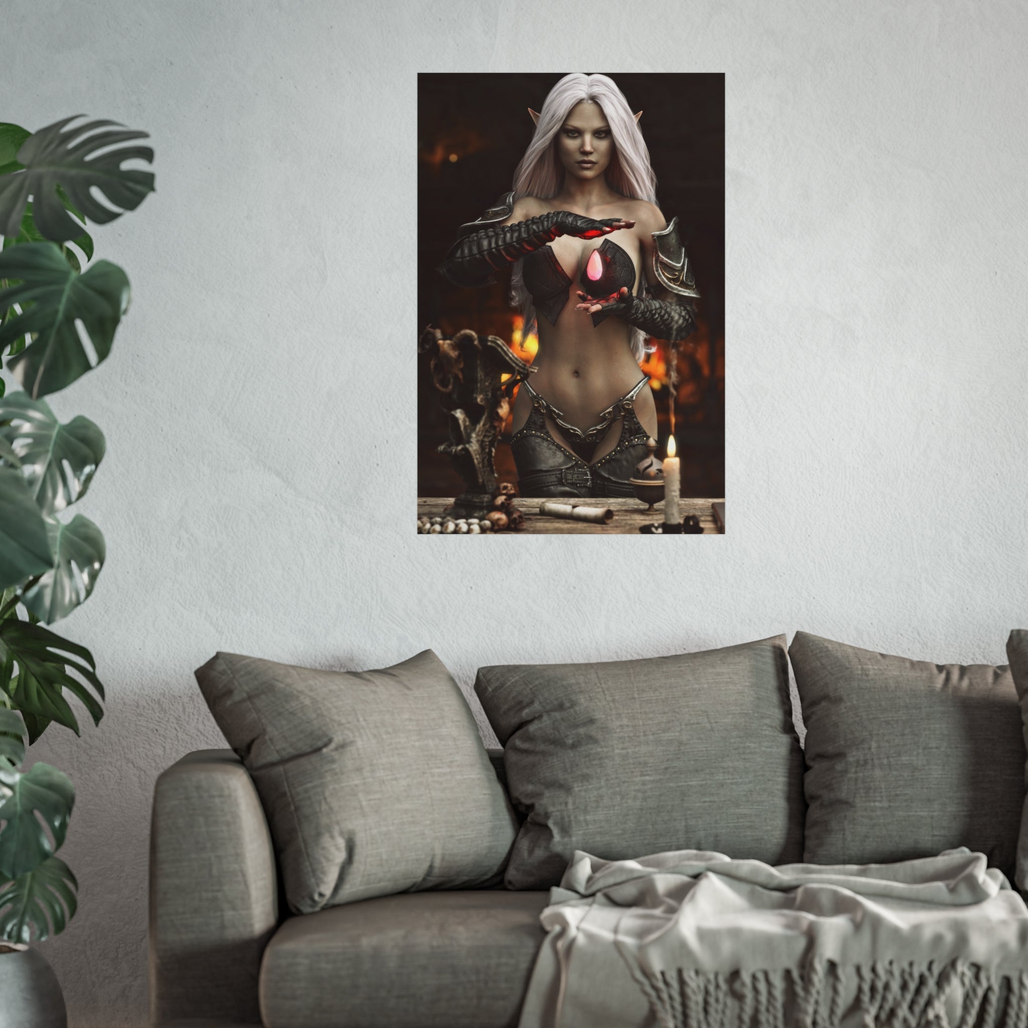 Fantasy Sorceress Art Poster — Dark Magic Goddess Wall Print - No AI - Human generated