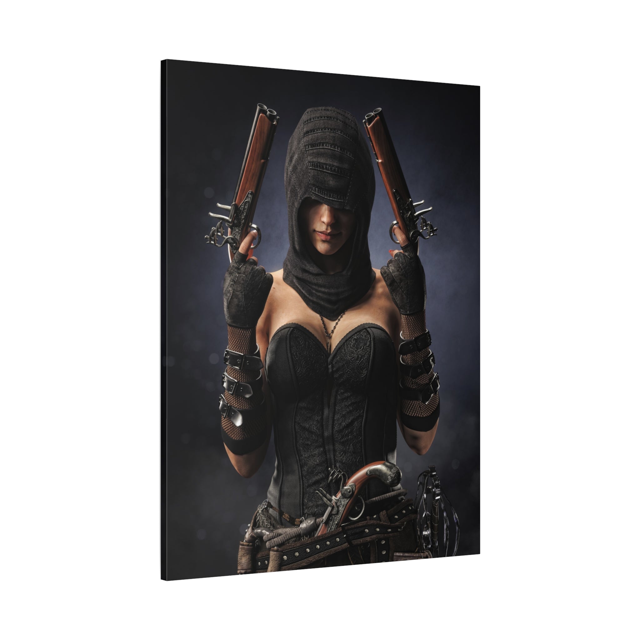 Pirate Assassin Matte Canvas Print — Hooded Female  Wall Art- No Ai- Human created illustration art