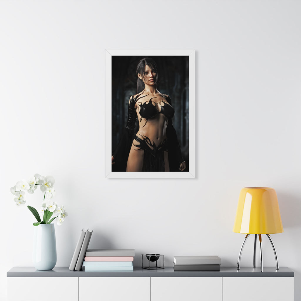 Framed Poster — Dark Fantasy Sorceress Woman Art Print- No AI- Human created illustration art