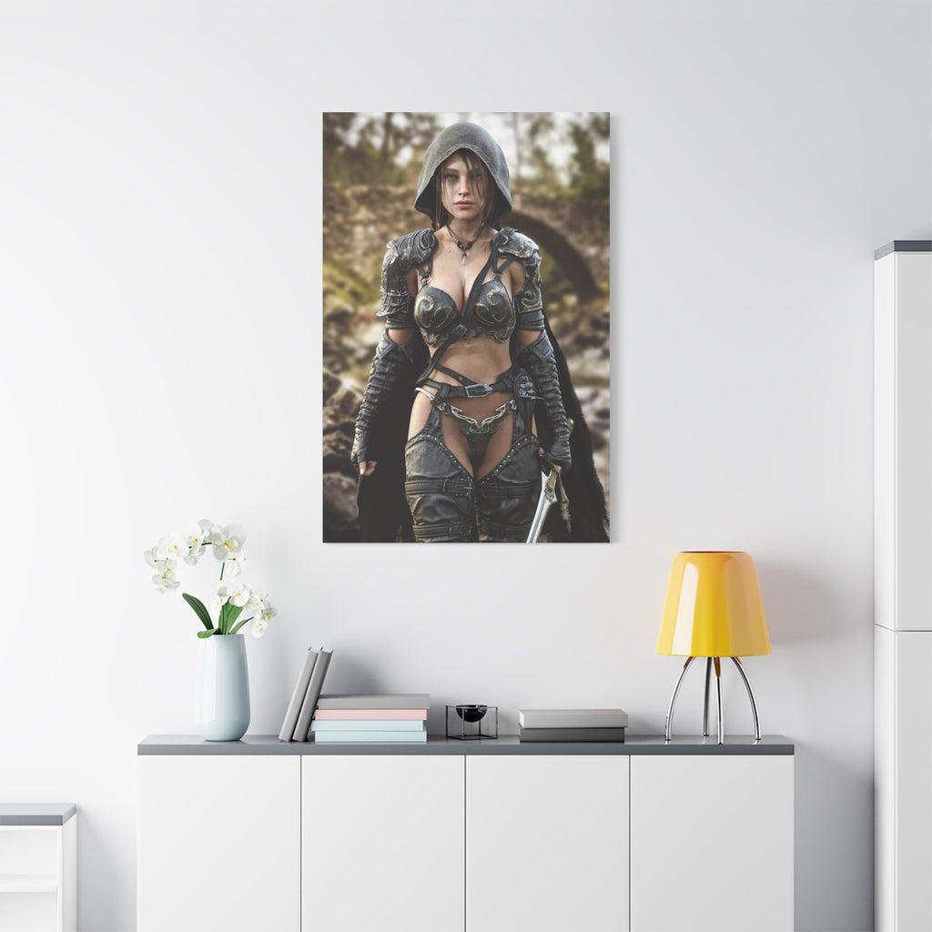 Fantasy Warrior Woman Matte Canvas Print - No AI- Human created illustration art
