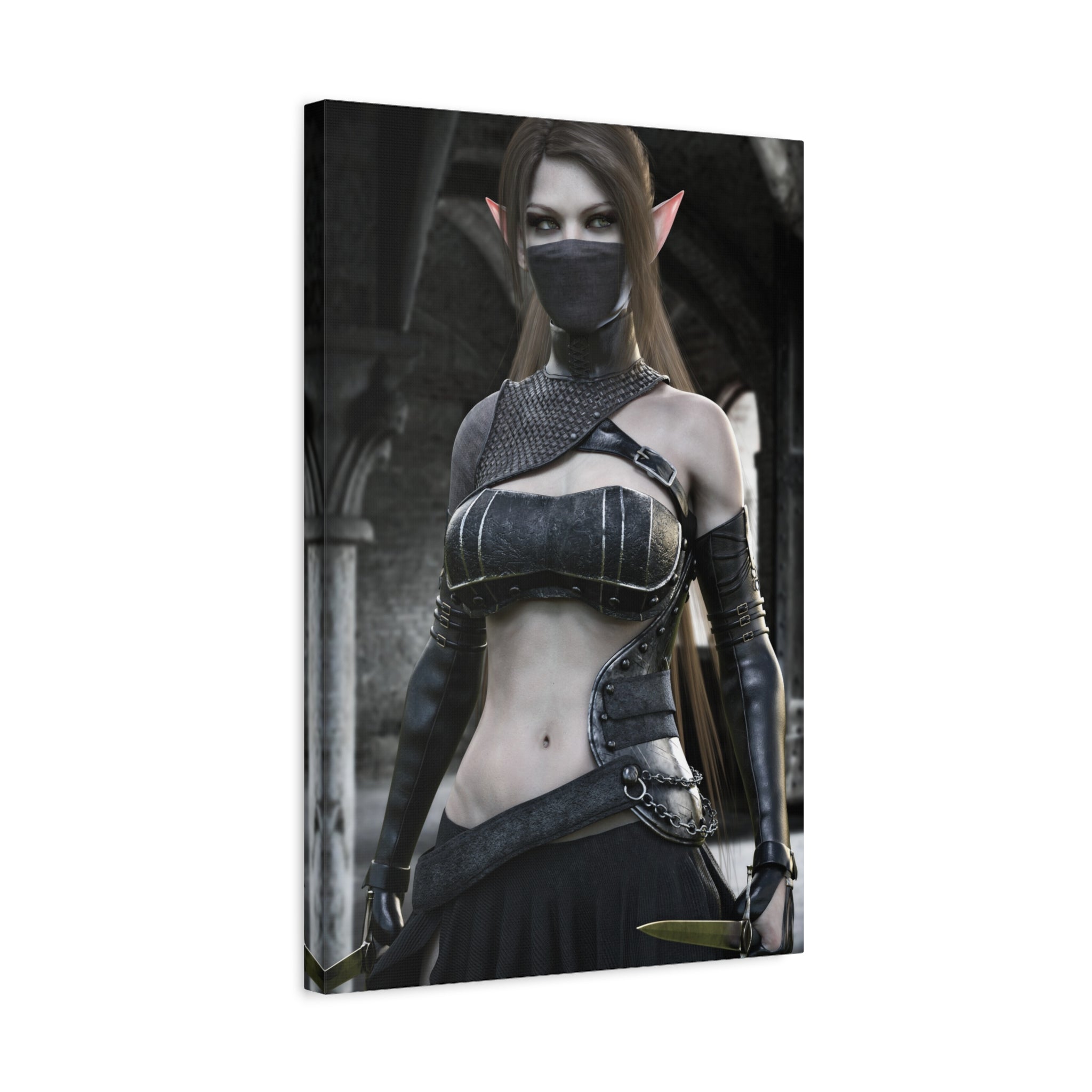 Fantasy Elven Rogue Matte Canvas Print — Stretched 1.25" - No AI- Human created illustration art