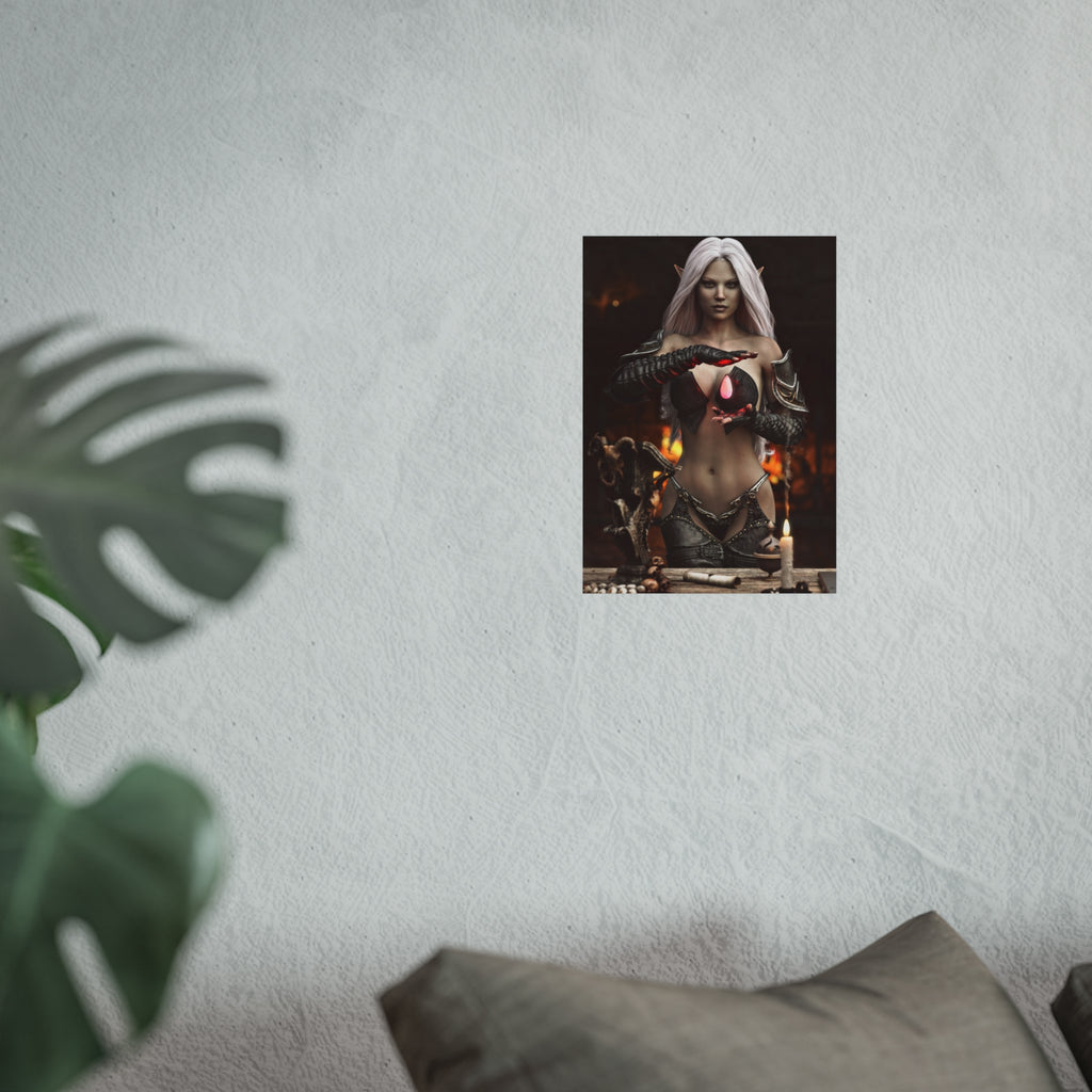 Fantasy Sorceress Art Poster — Dark Magic Goddess Wall Print - No AI - Human generated