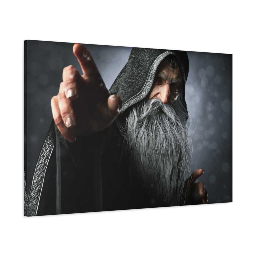 Mystic Wizard Portrait Canvas — Stretched Matte Wall Art - No AI - Human created illustration art